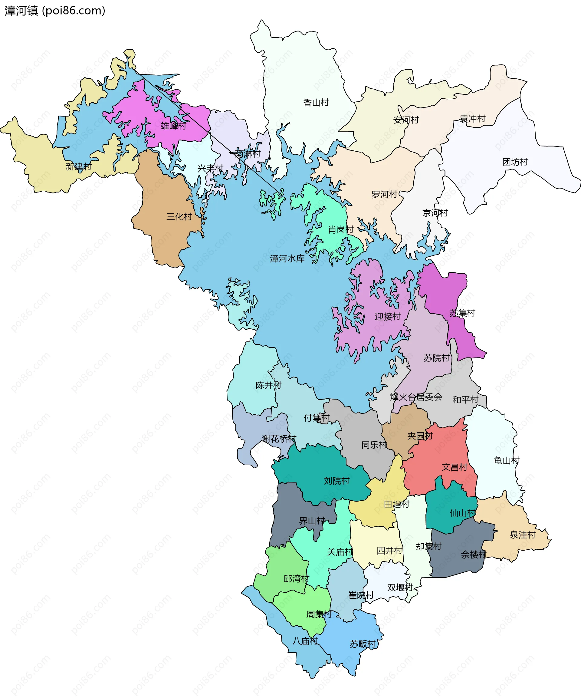 漳河镇边界地图(五级行政区划)