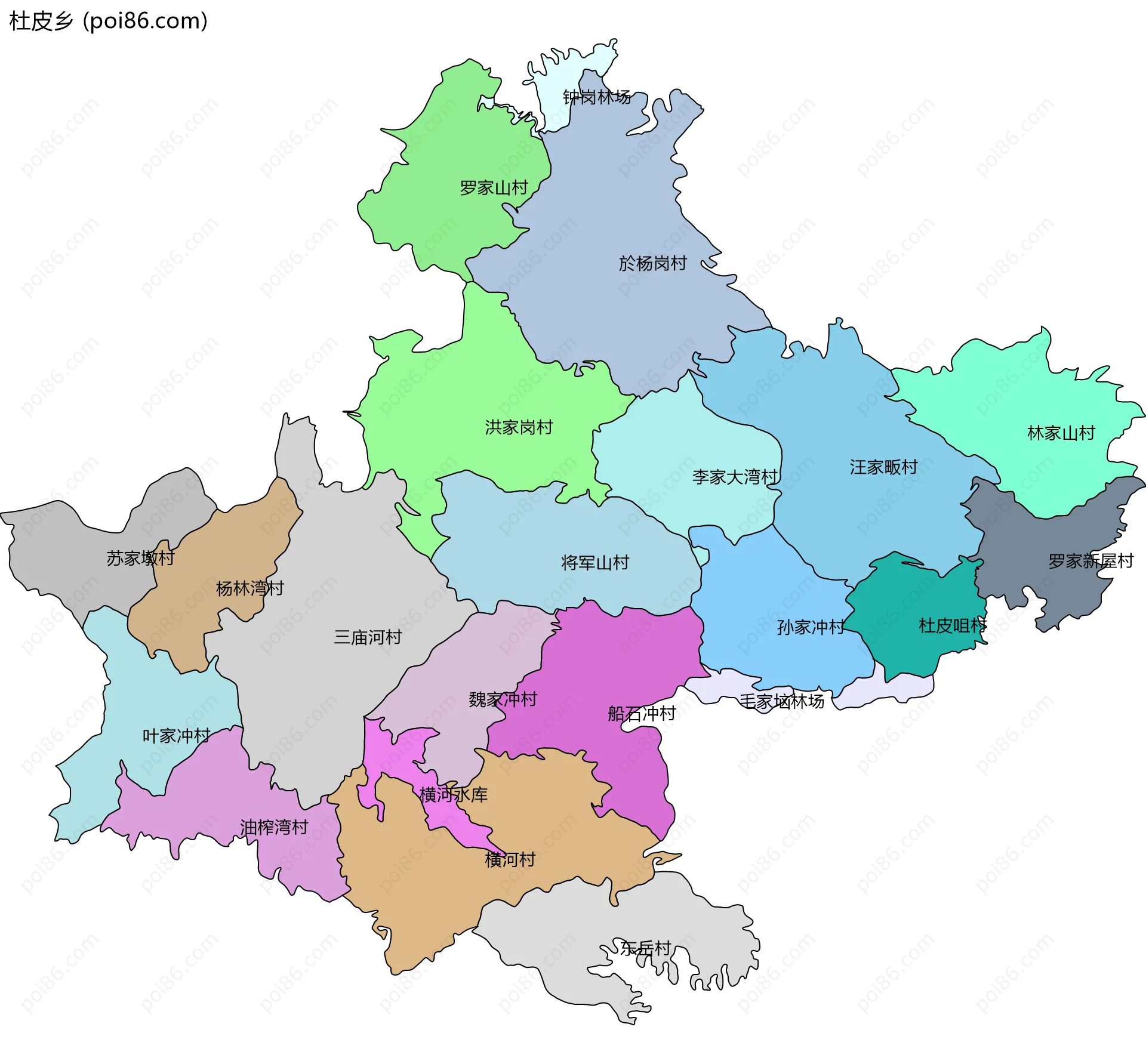 杜皮乡边界地图(五级行政区划)