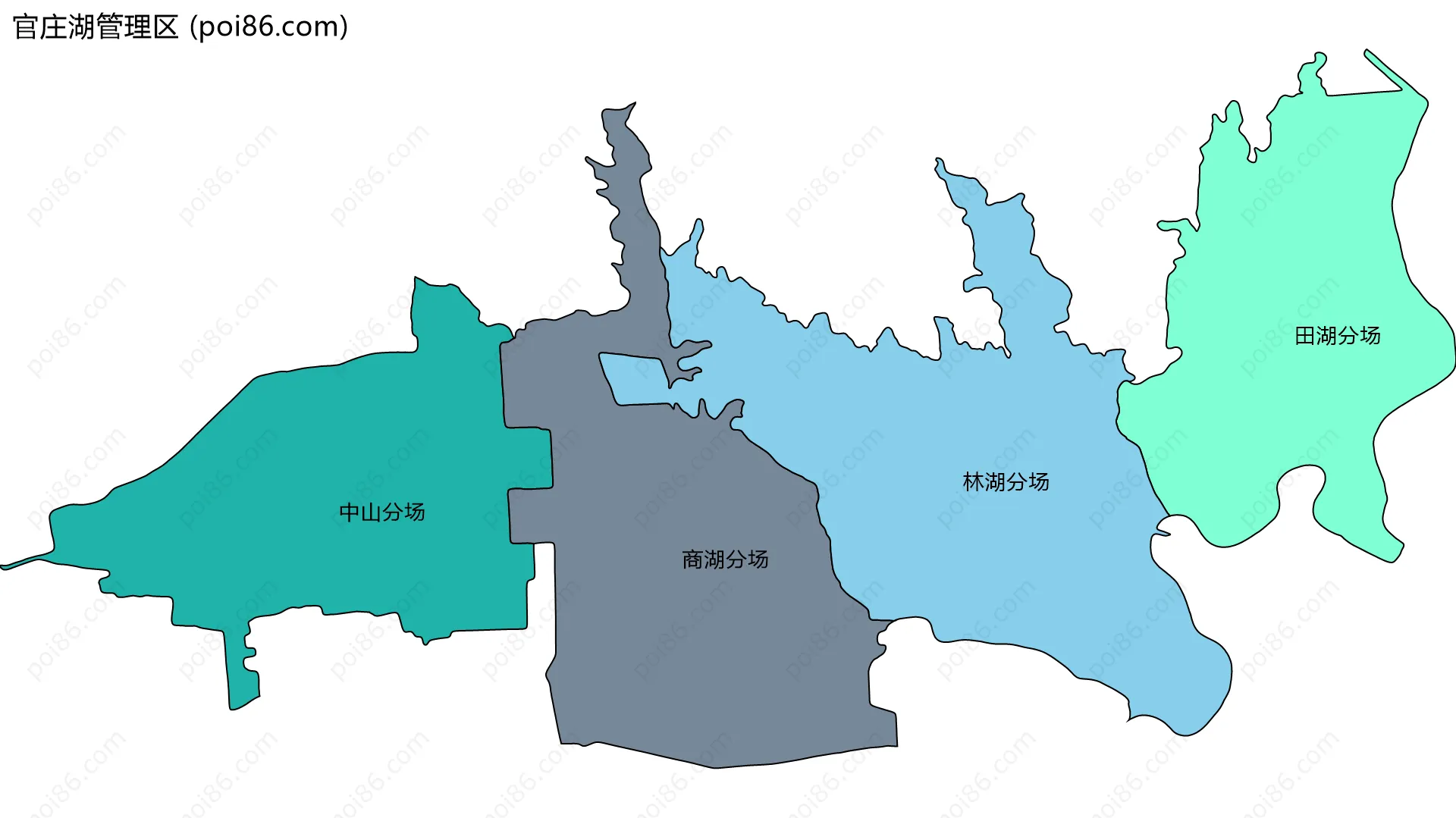 官庄湖管理区边界地图(五级行政区划)