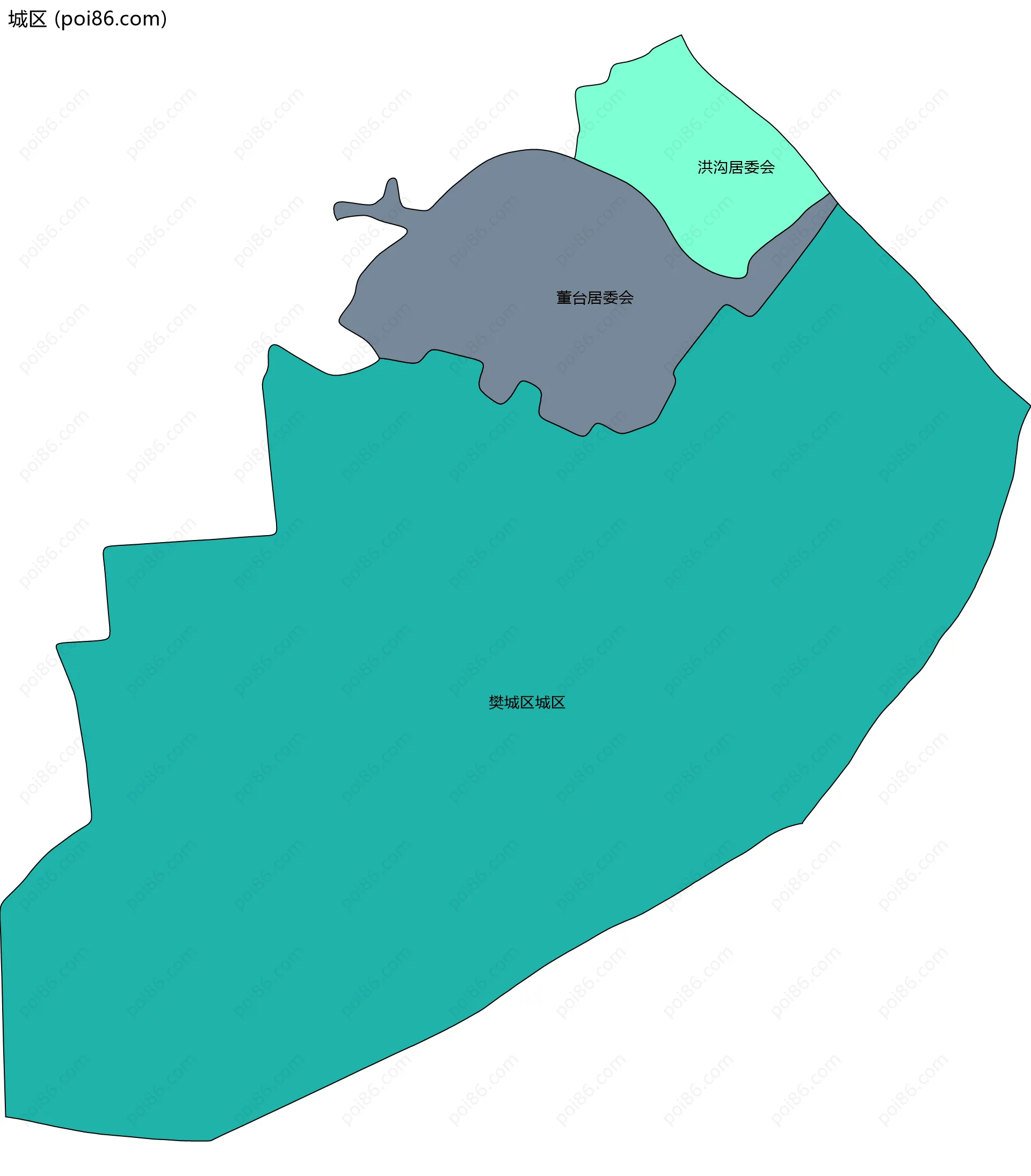 城区边界地图(五级行政区划)
