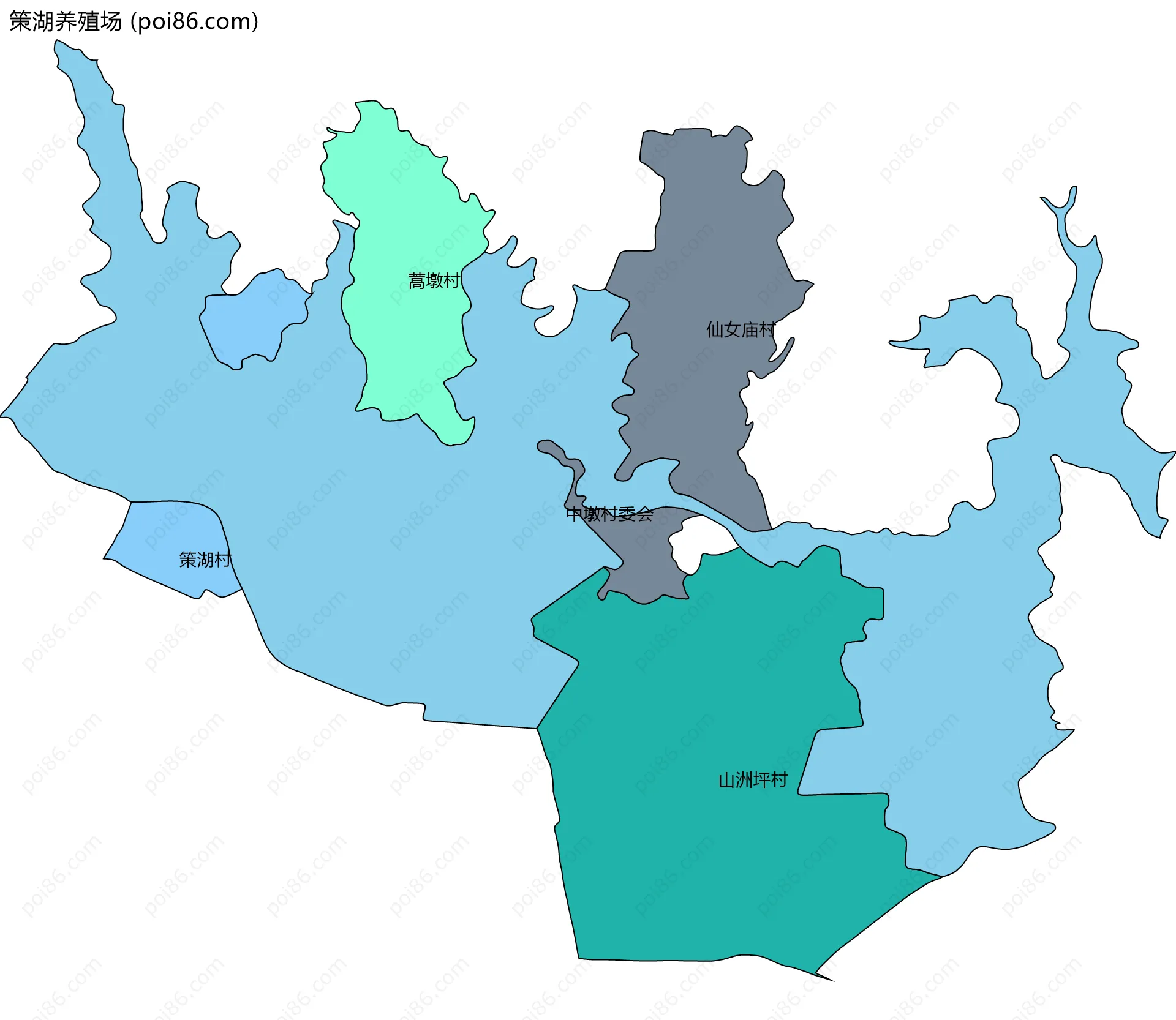 策湖养殖场边界地图(五级行政区划)