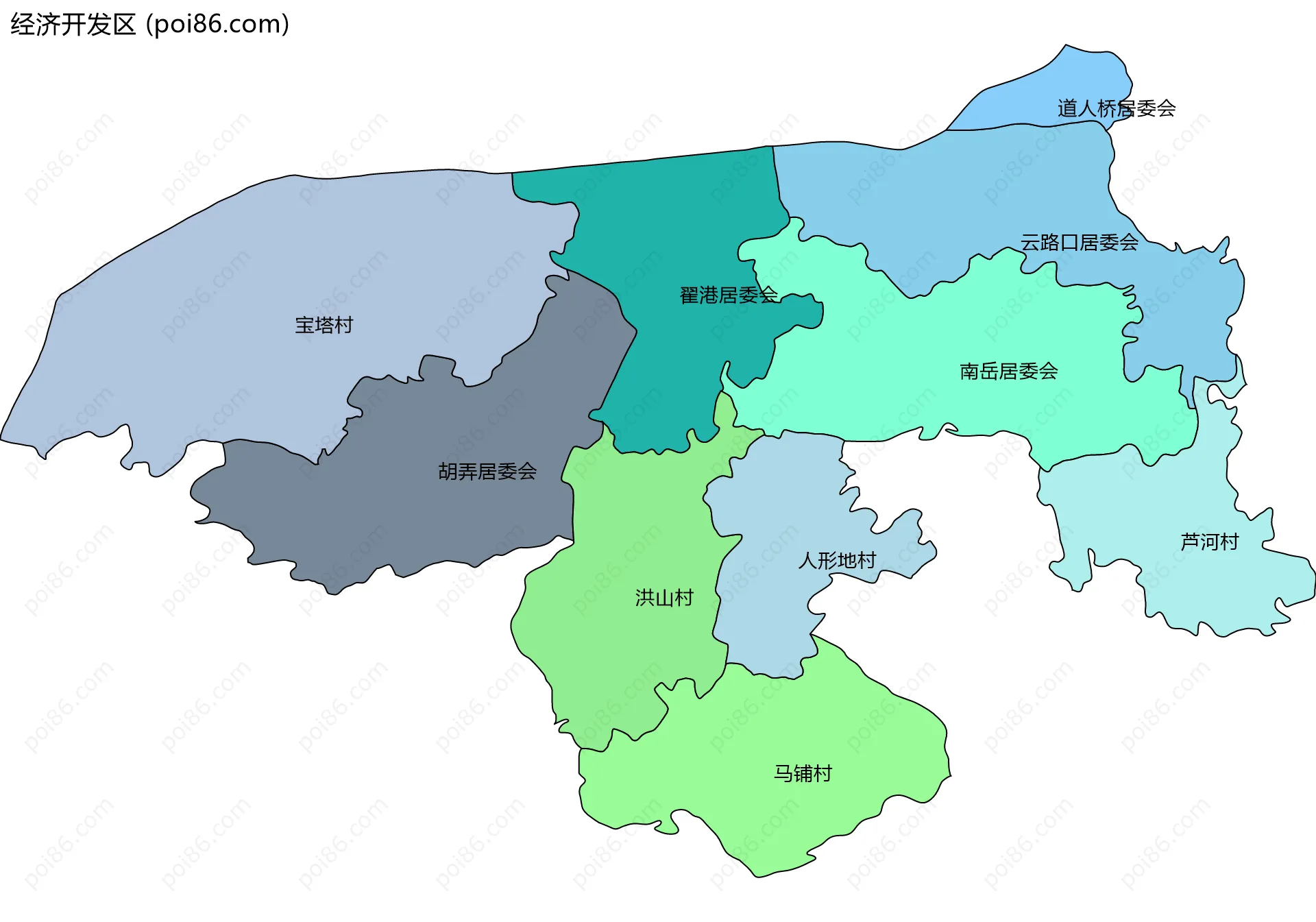 经济开发区边界地图(五级行政区划)