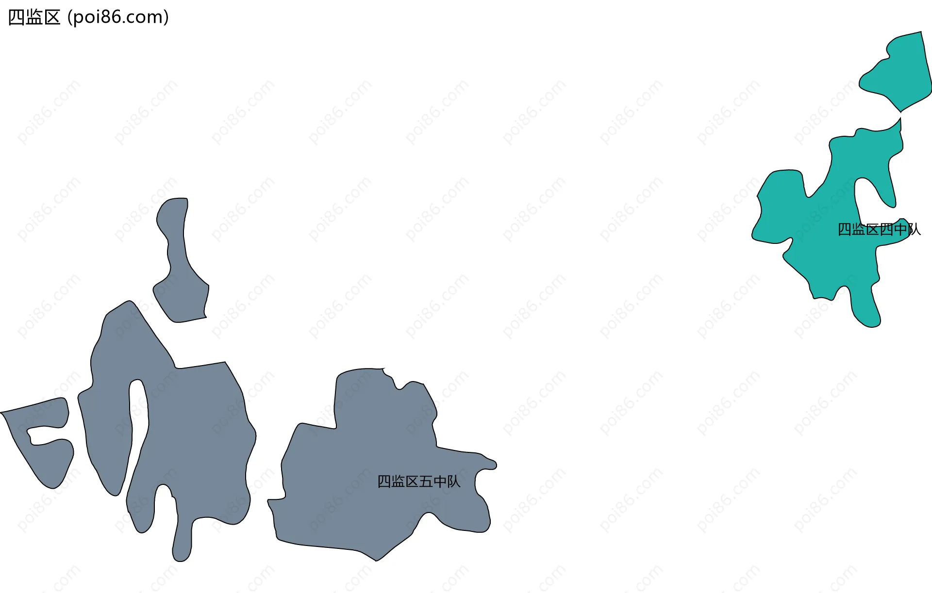 四监区边界地图(五级行政区划)