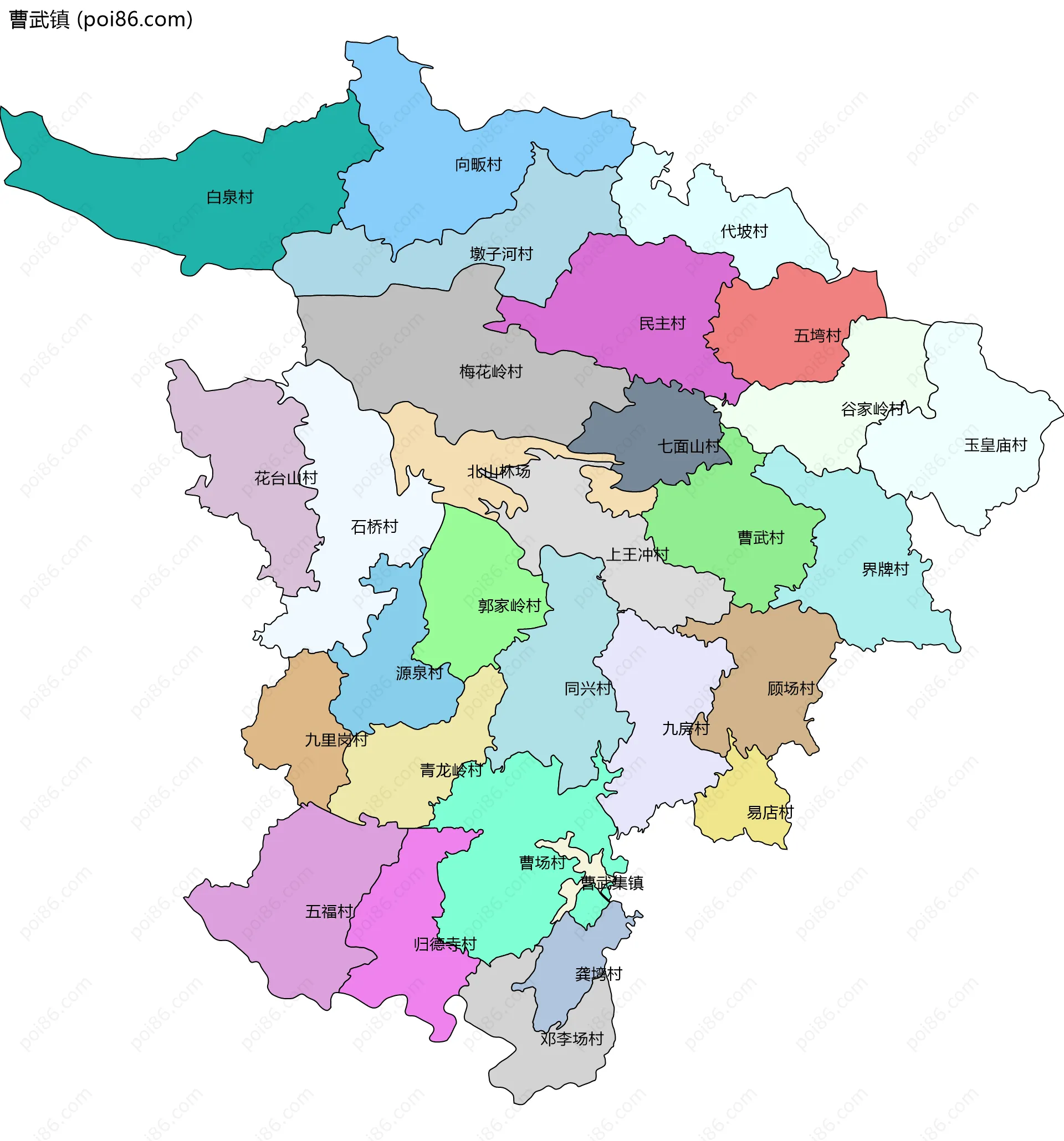 曹武镇边界地图(五级行政区划)