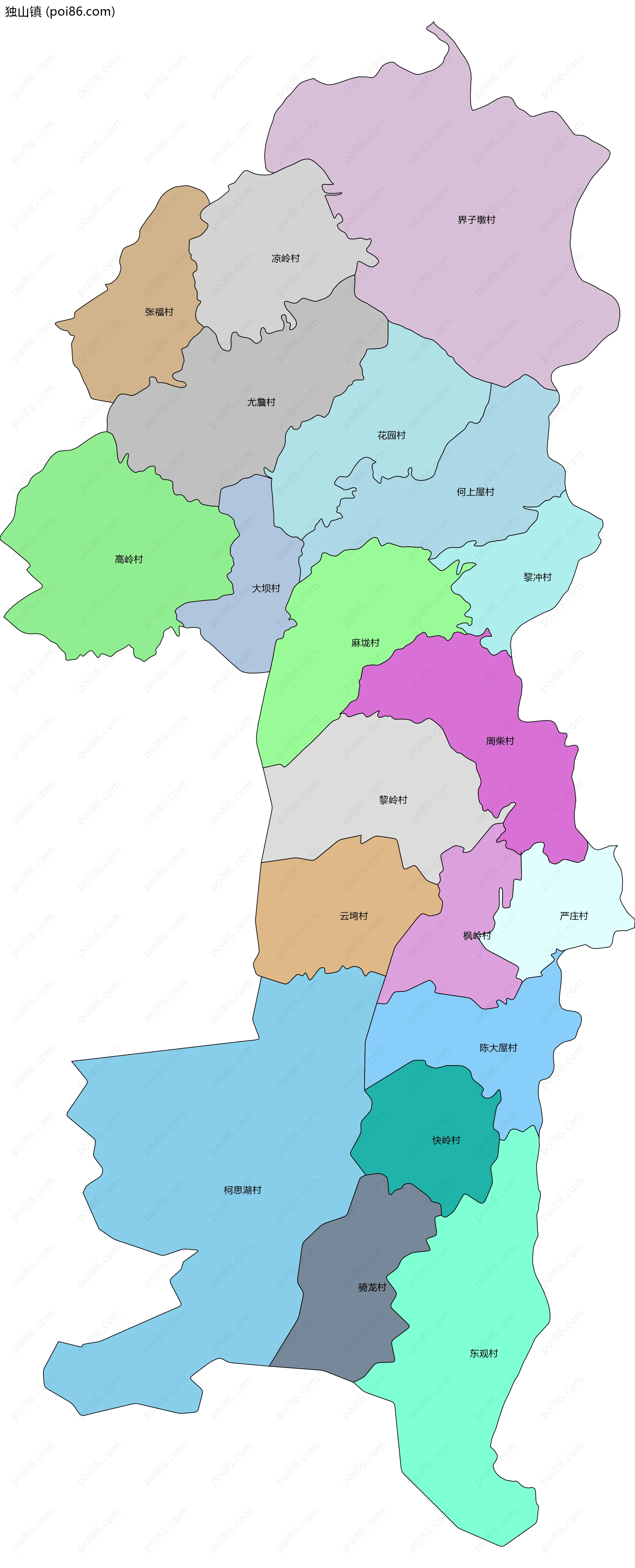 独山镇边界地图(五级行政区划)