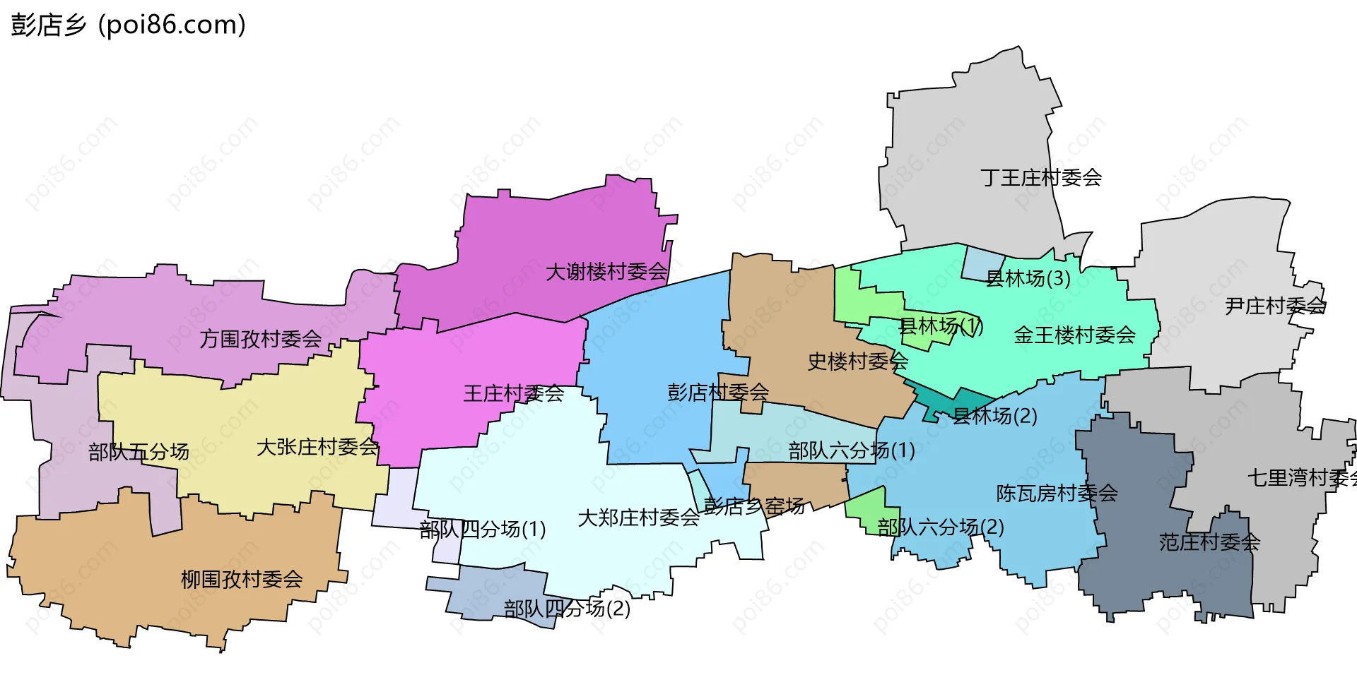 彭店乡边界地图(五级行政区划)