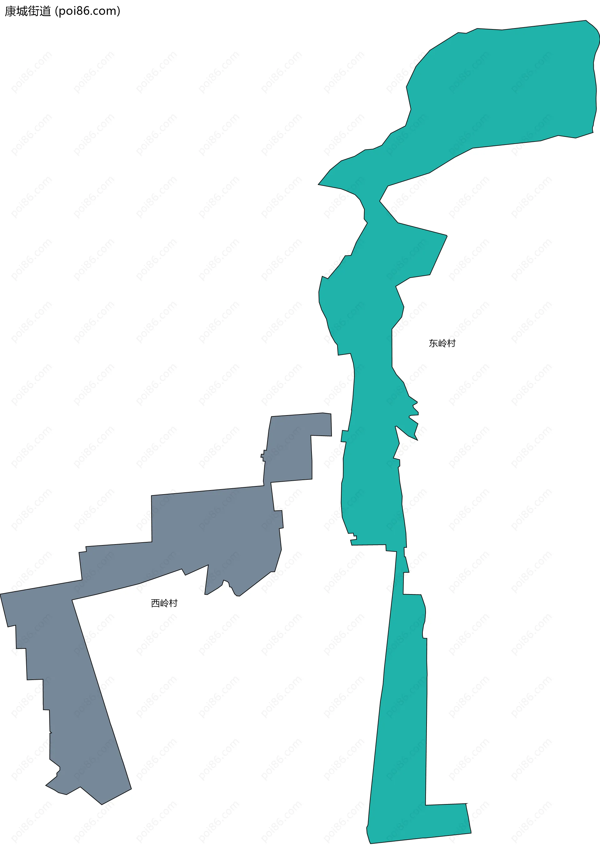 康城街道边界地图(五级行政区划)