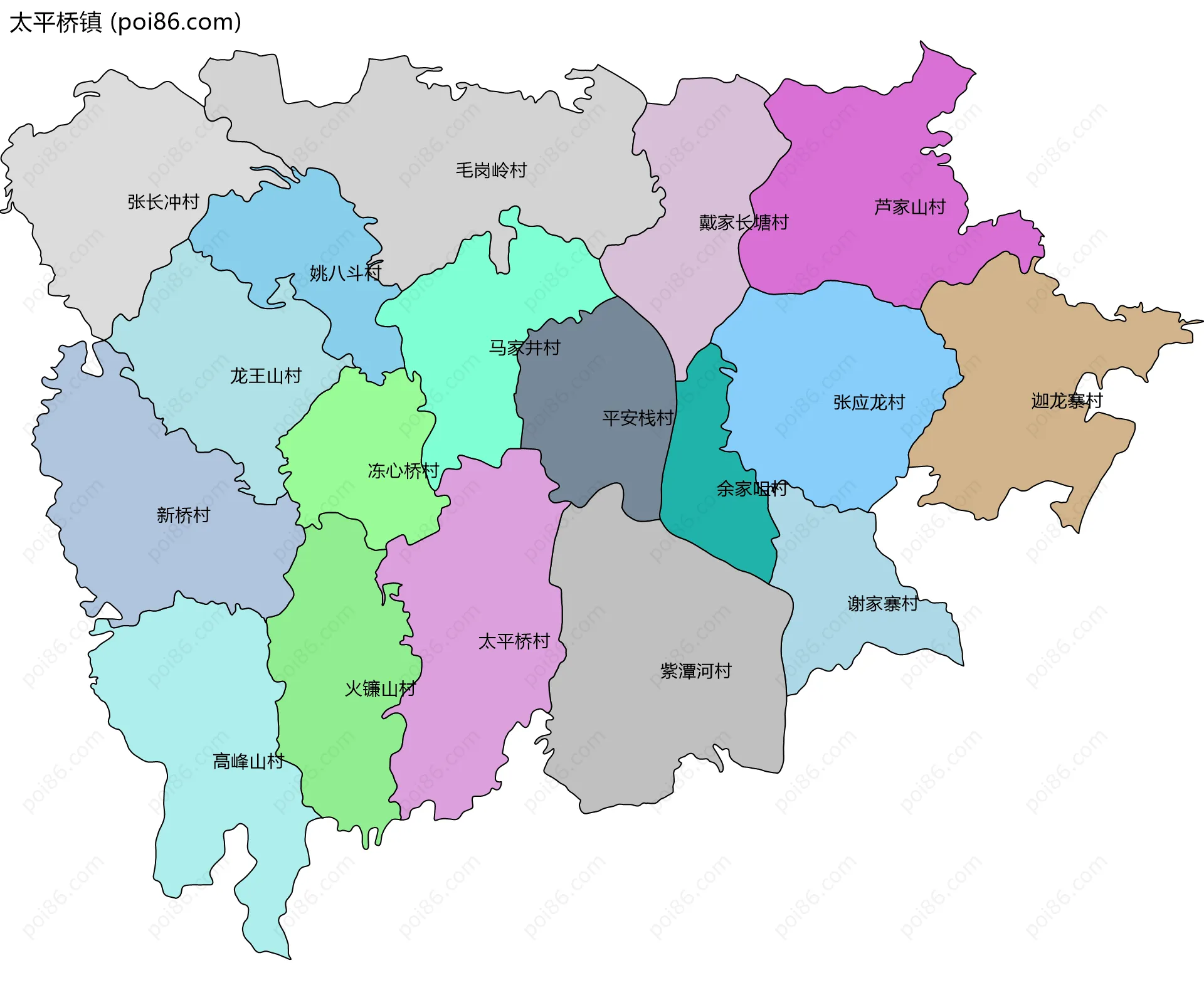 太平桥镇边界地图(五级行政区划)