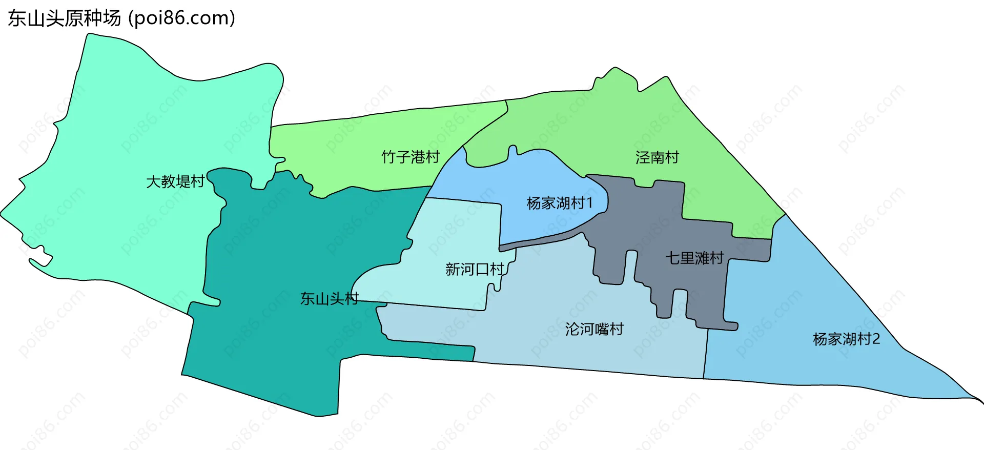 东山头原种场边界地图(五级行政区划)