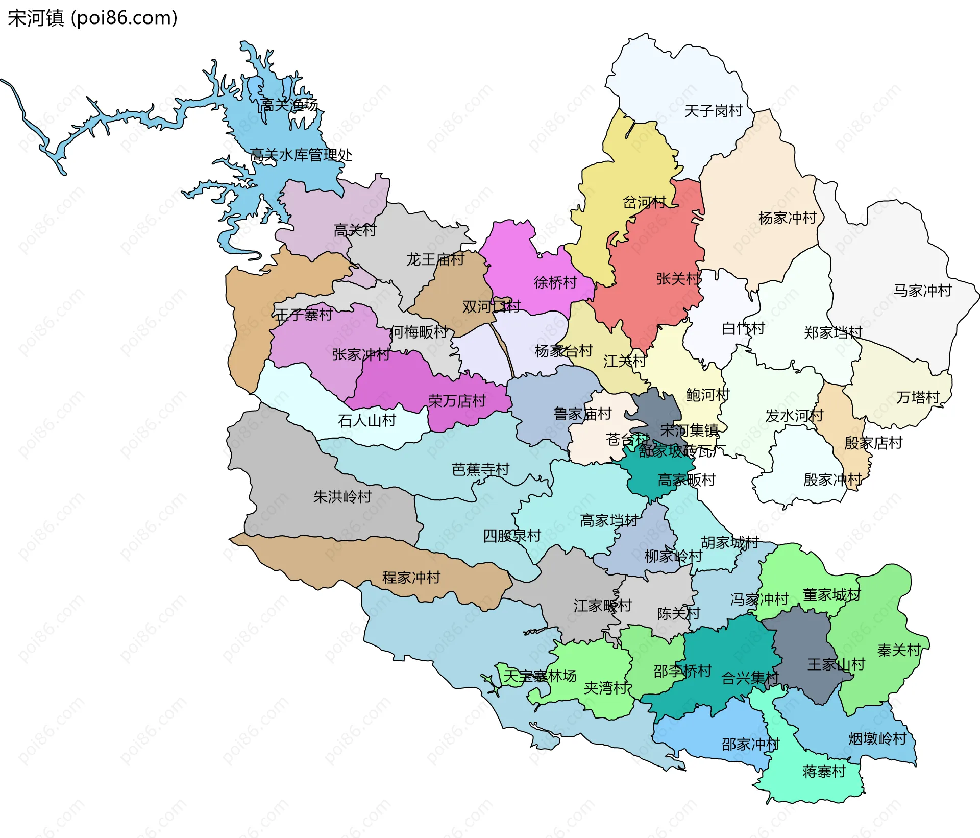 宋河镇边界地图(五级行政区划)