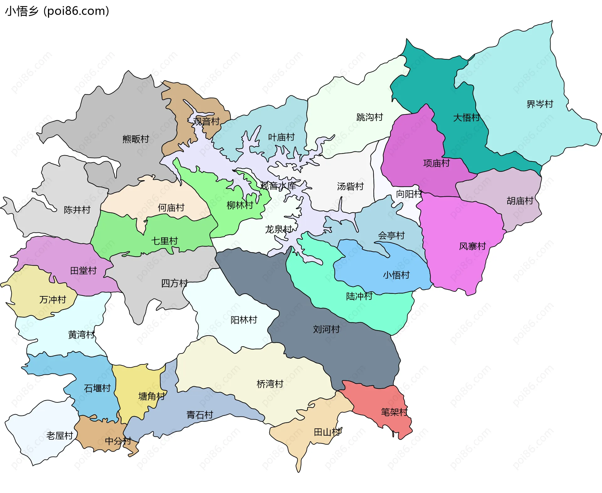 小悟乡边界地图(五级行政区划)