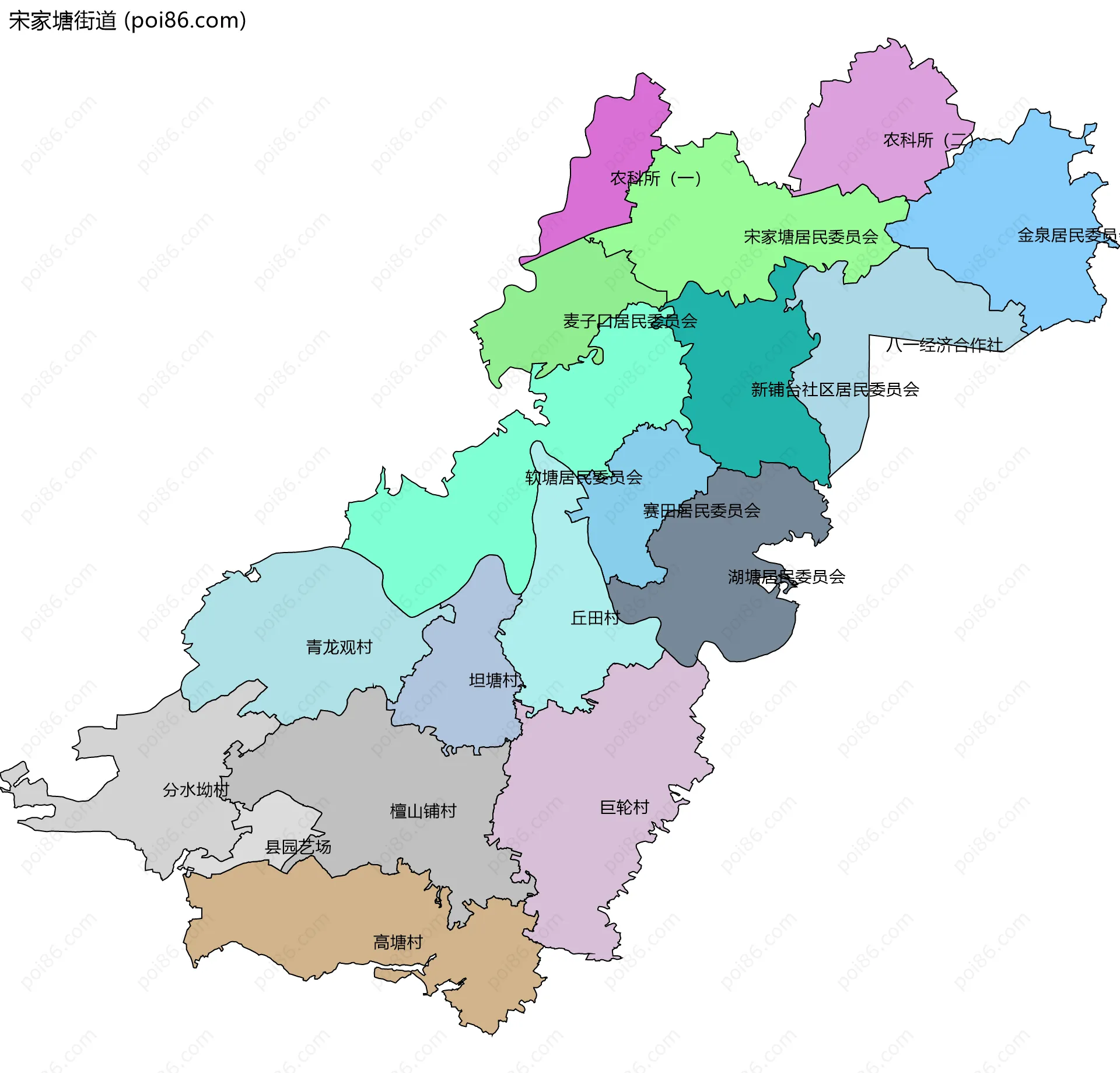 宋家塘街道边界地图(五级行政区划)