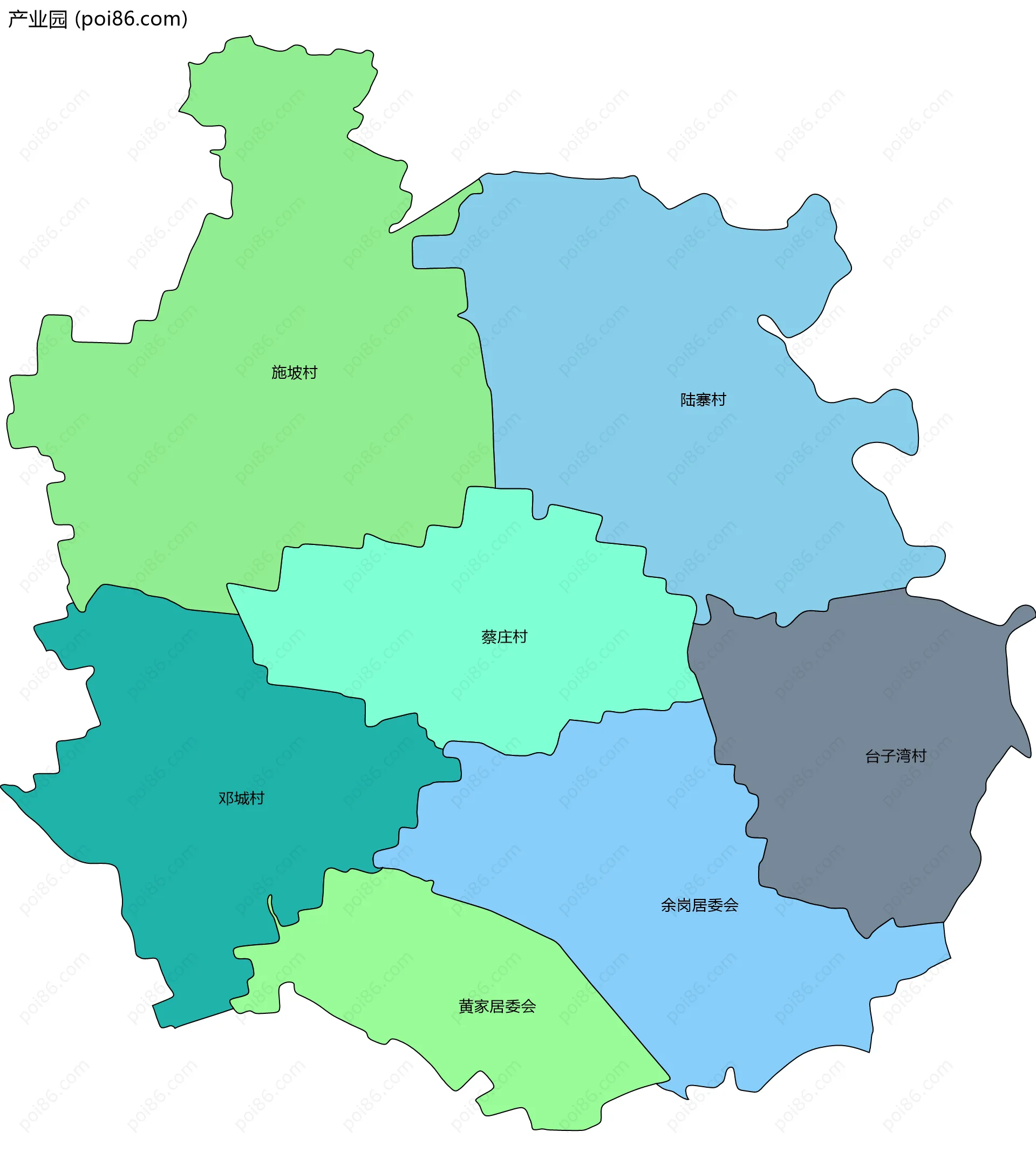 产业园边界地图(五级行政区划)