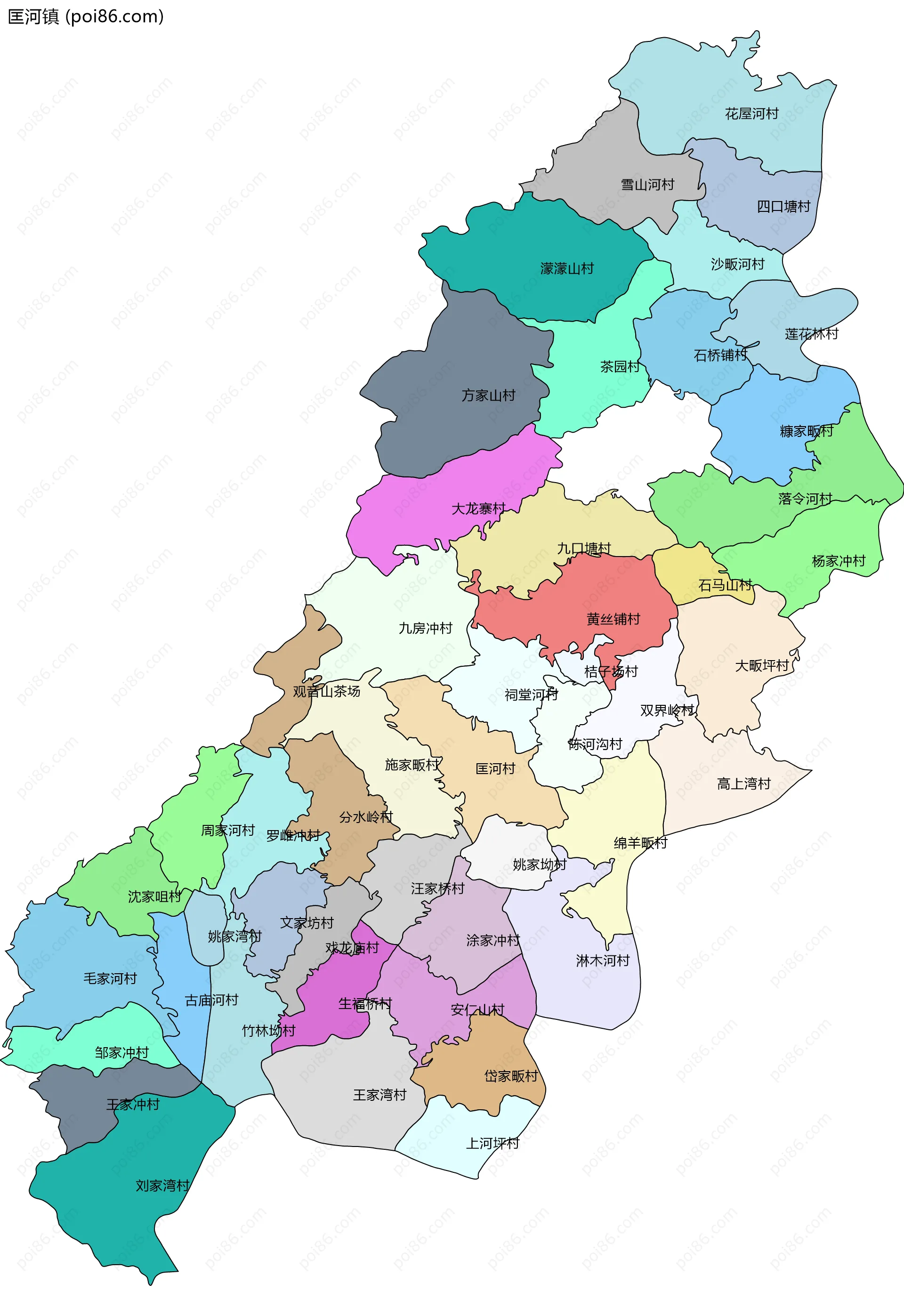 匡河镇边界地图(五级行政区划)