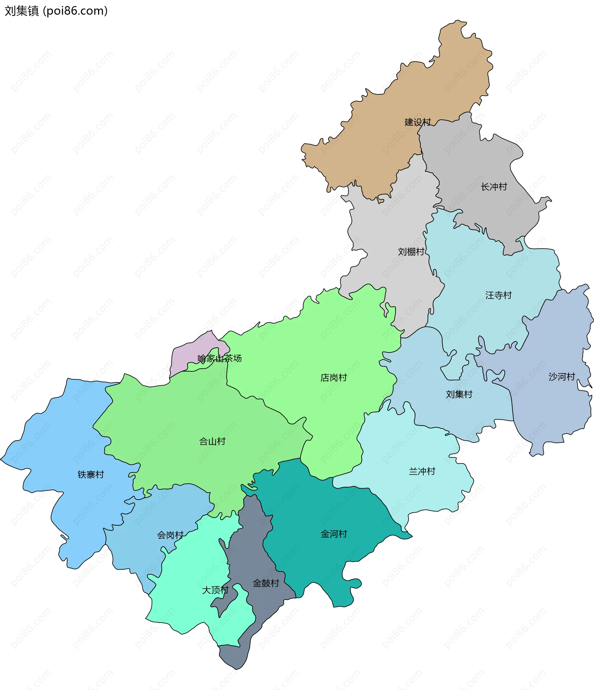 刘集镇边界地图(五级行政区划)
