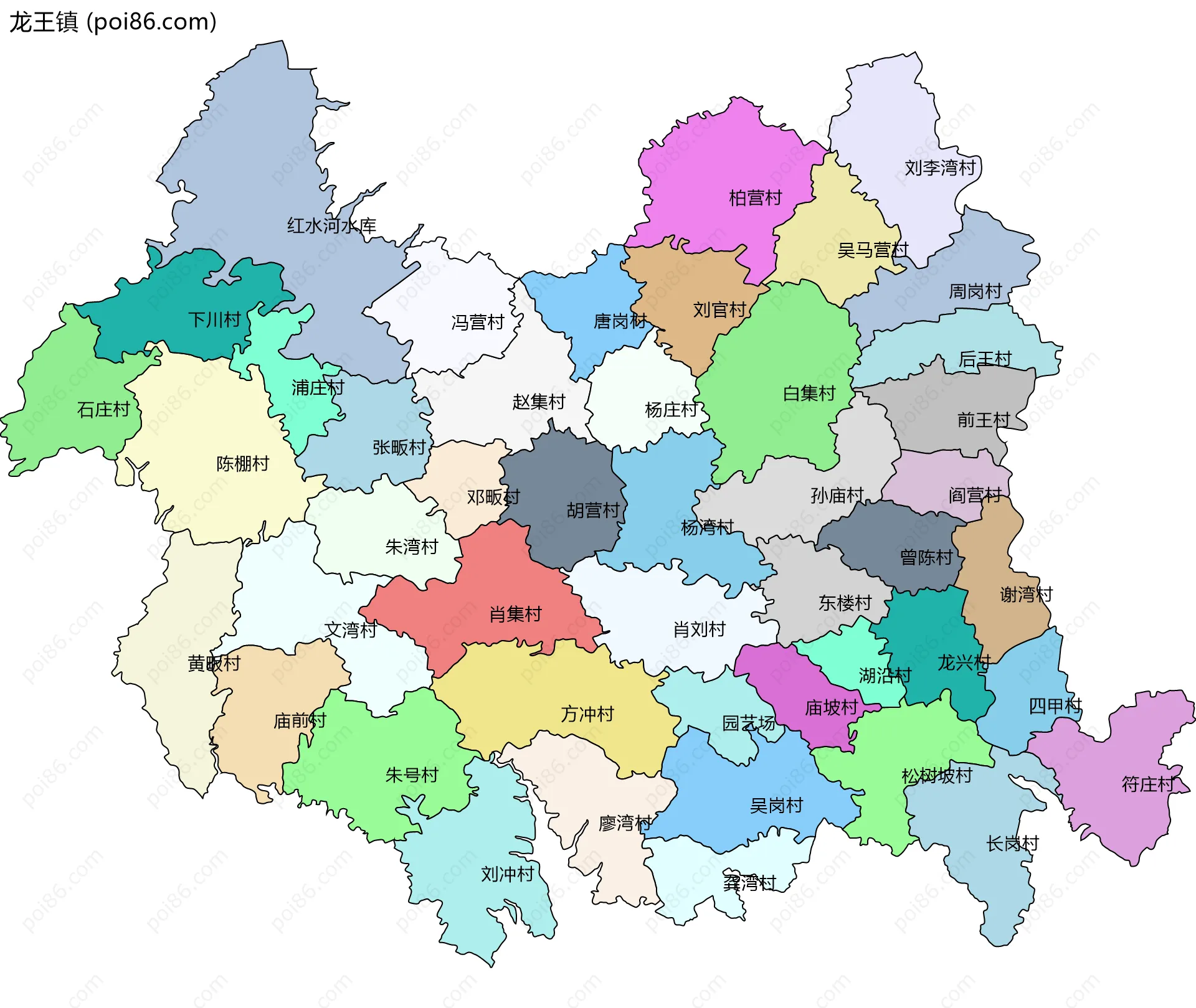 龙王镇边界地图(五级行政区划)