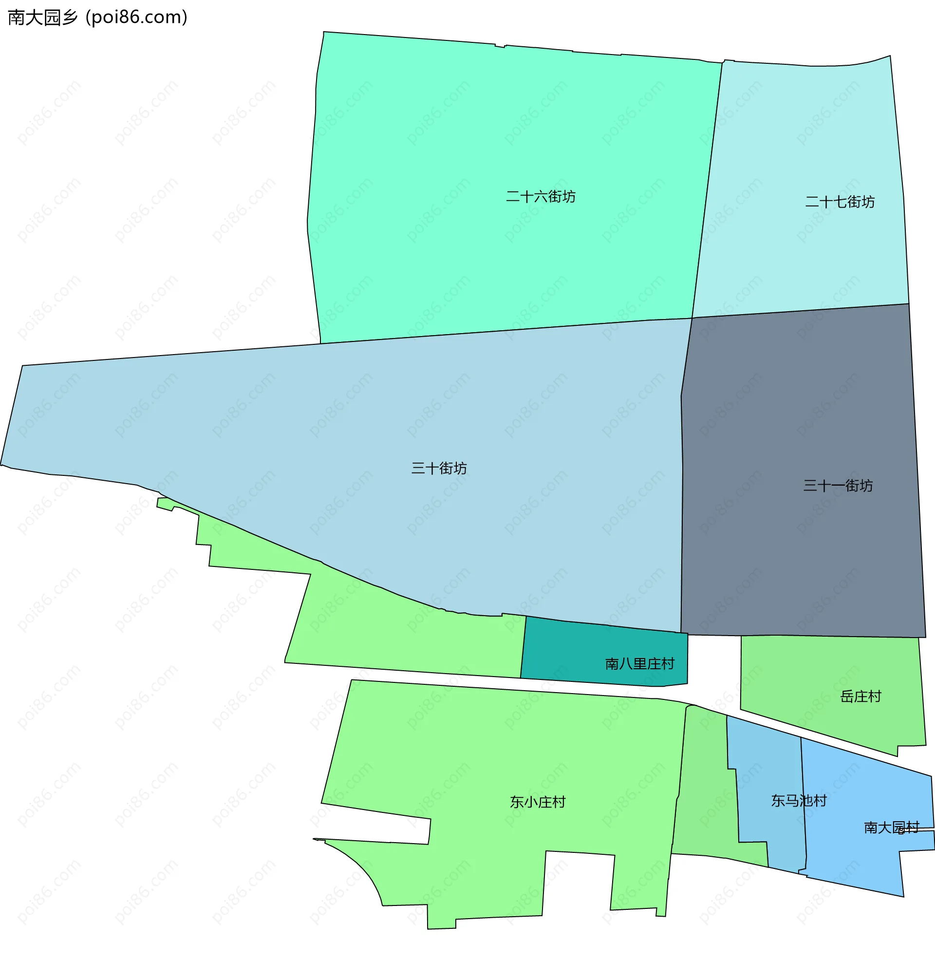 南大园乡边界地图(五级行政区划)