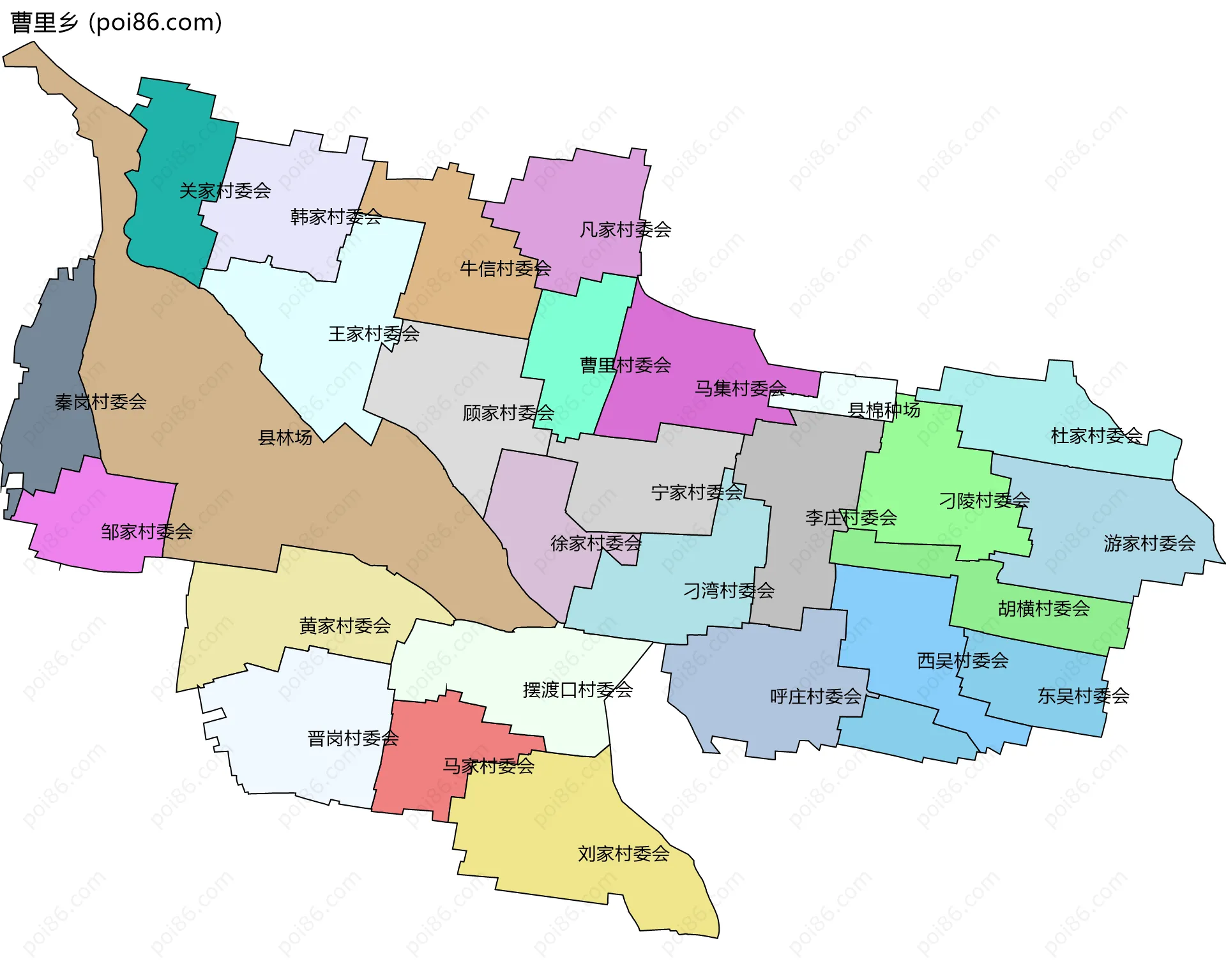 曹里乡边界地图(五级行政区划)