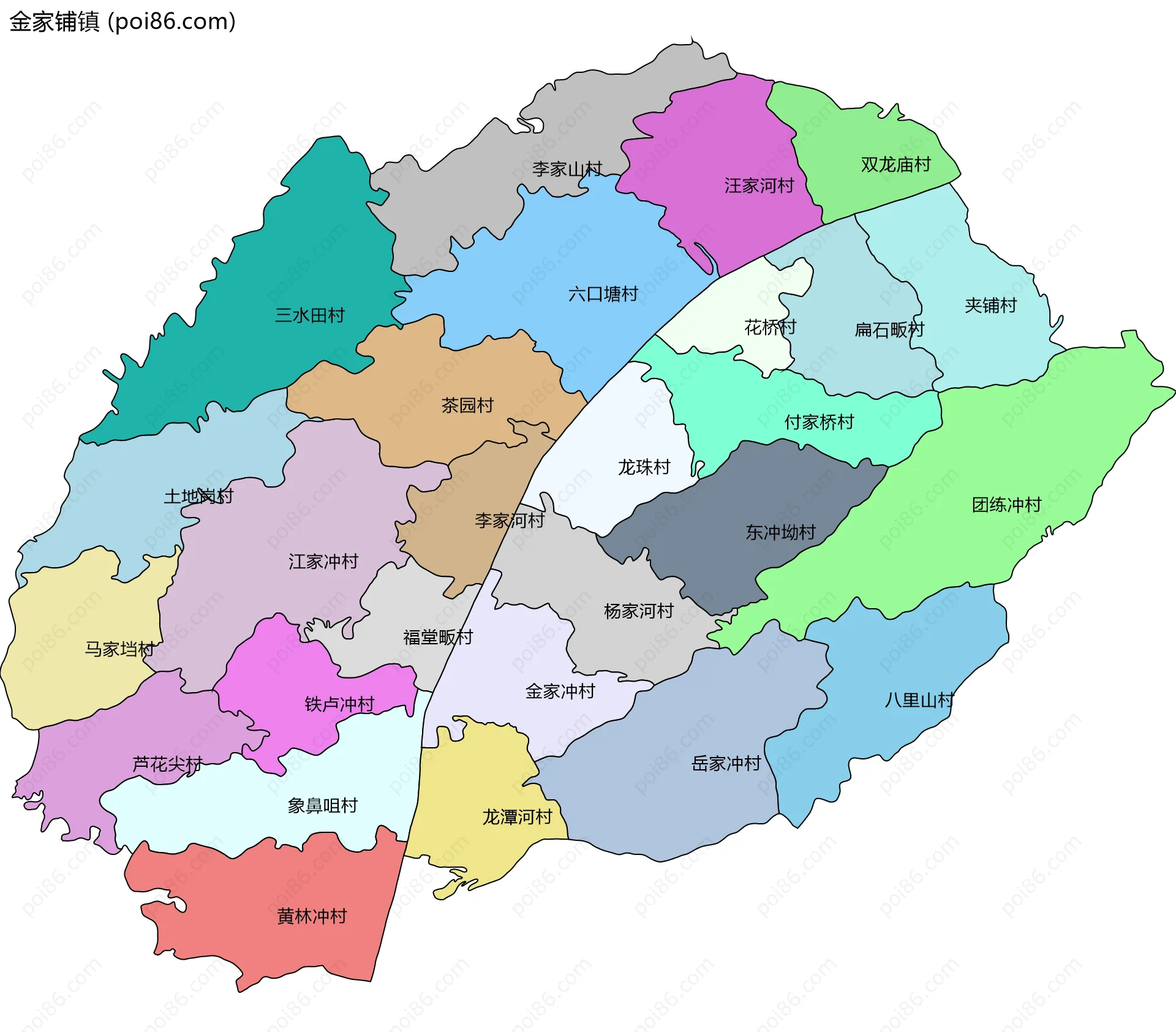 金家铺镇边界地图(五级行政区划)