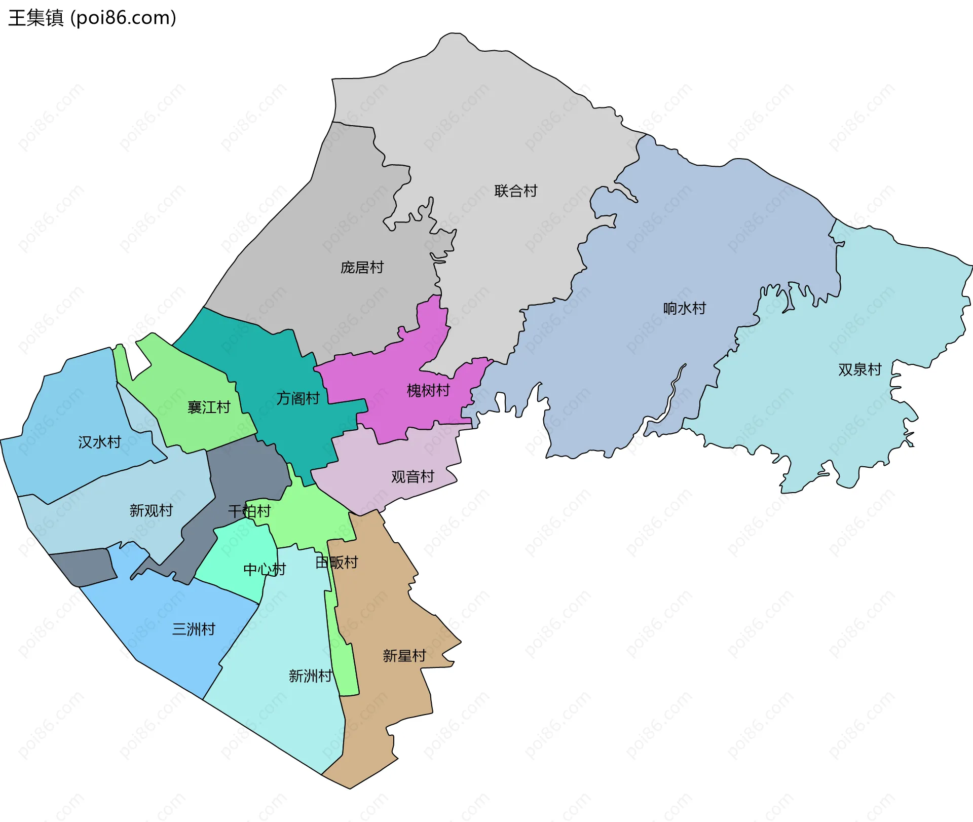 王集镇边界地图(五级行政区划)