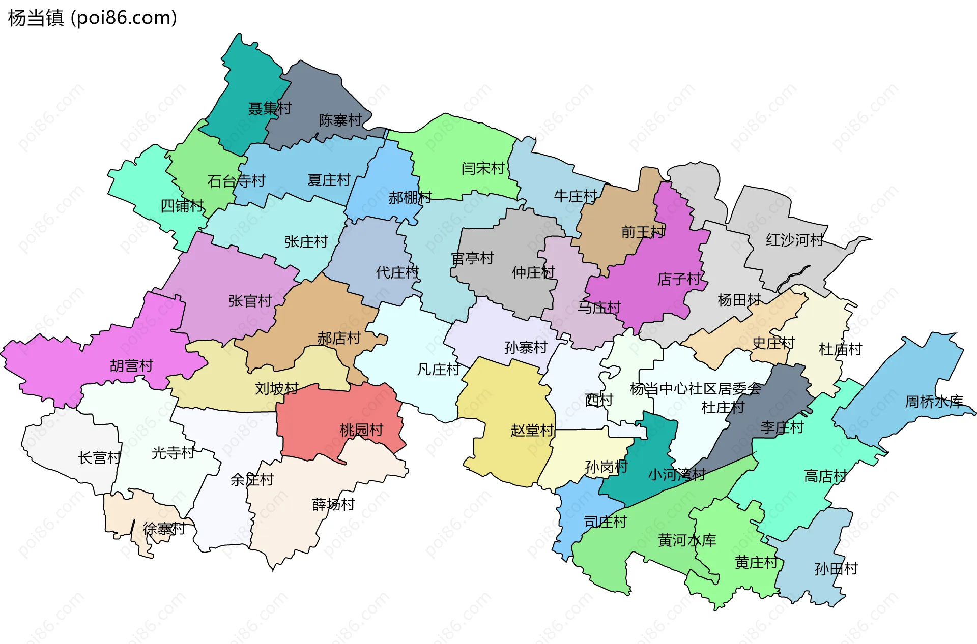 杨当镇边界地图(五级行政区划)