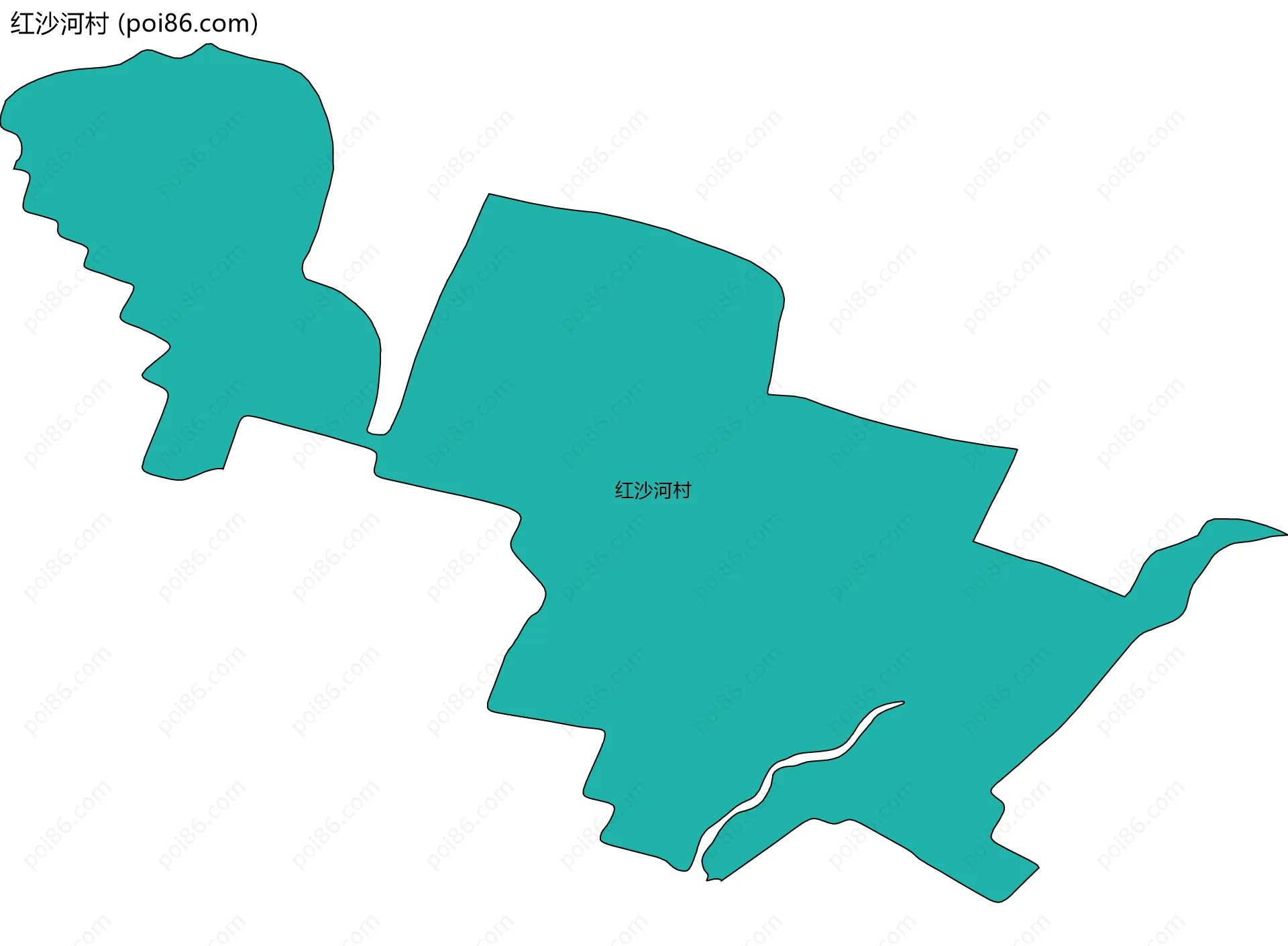 红沙河村边界地图