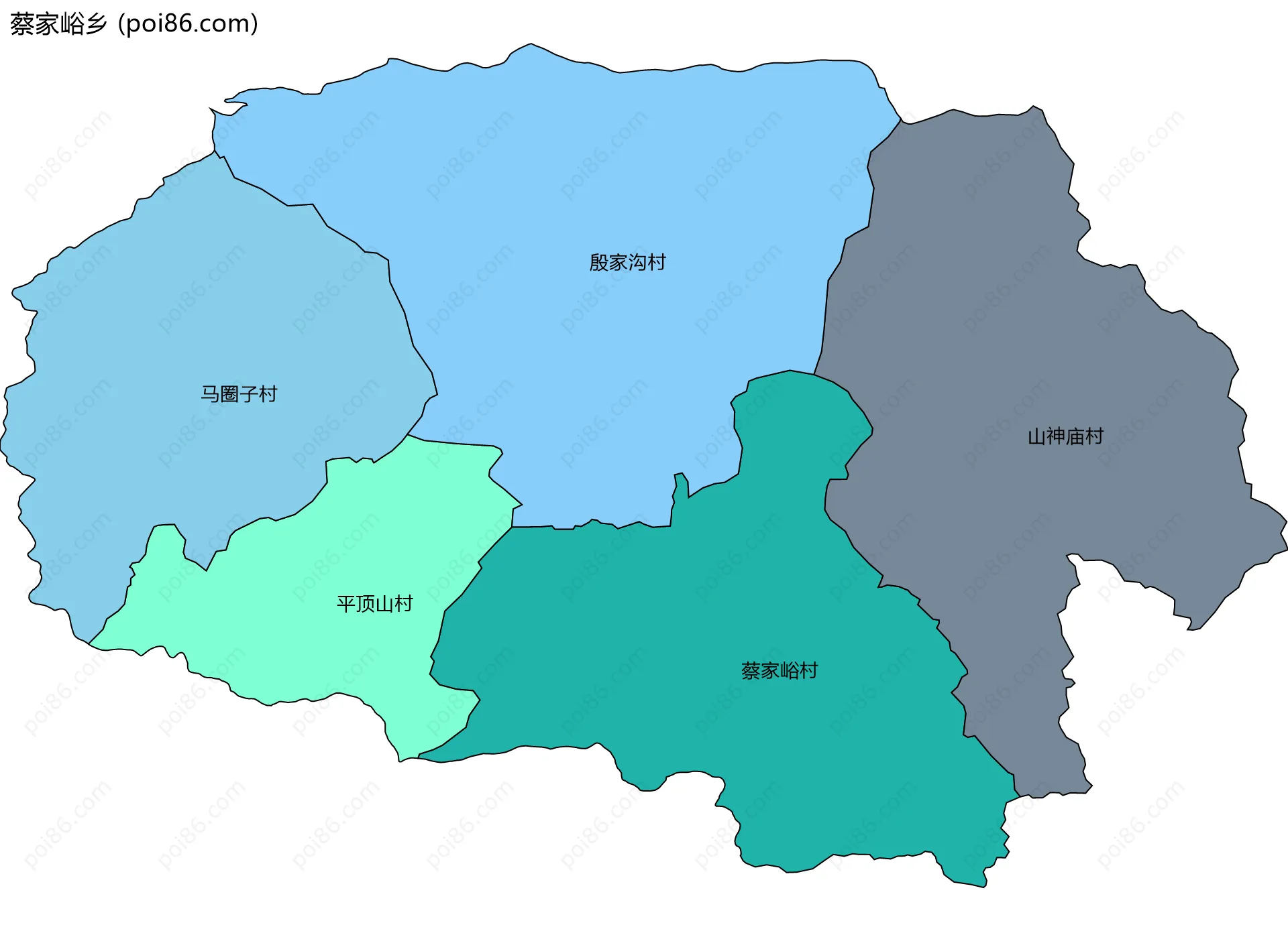 蔡家峪乡边界地图(五级行政区划)