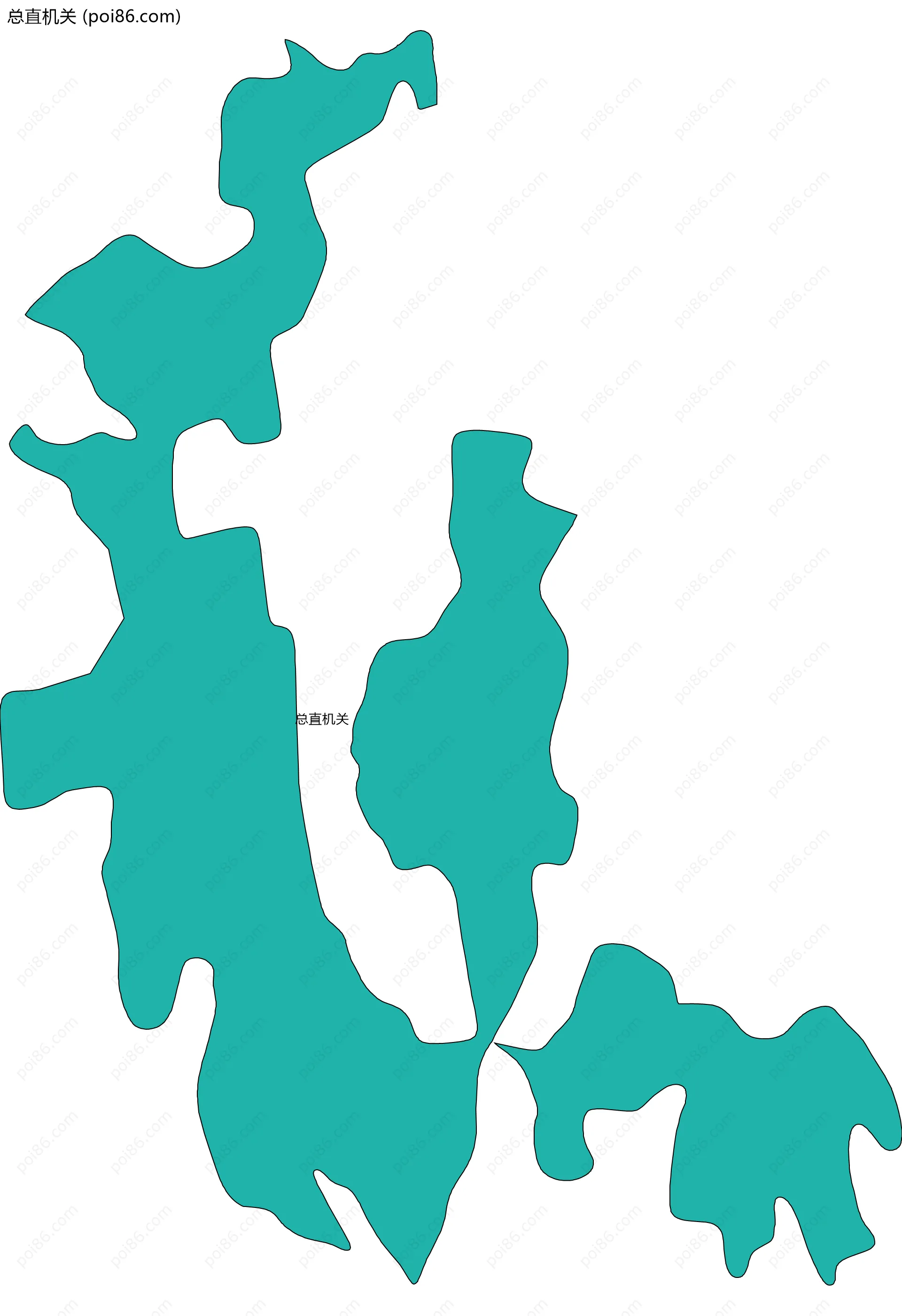 总直机关边界地图(五级行政区划)