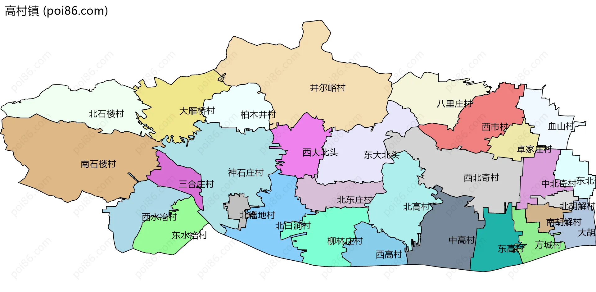高村镇边界地图(五级行政区划)