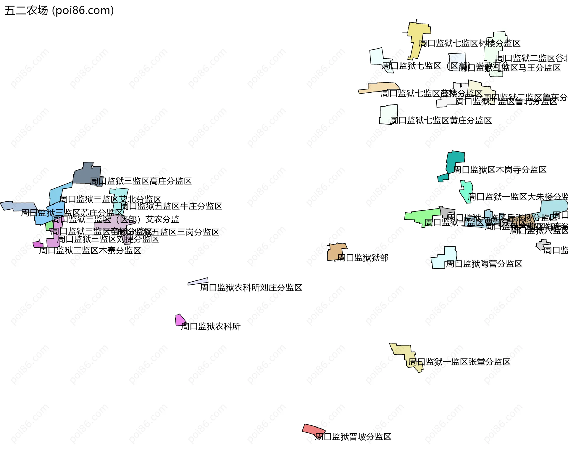 五二农场边界地图(五级行政区划)