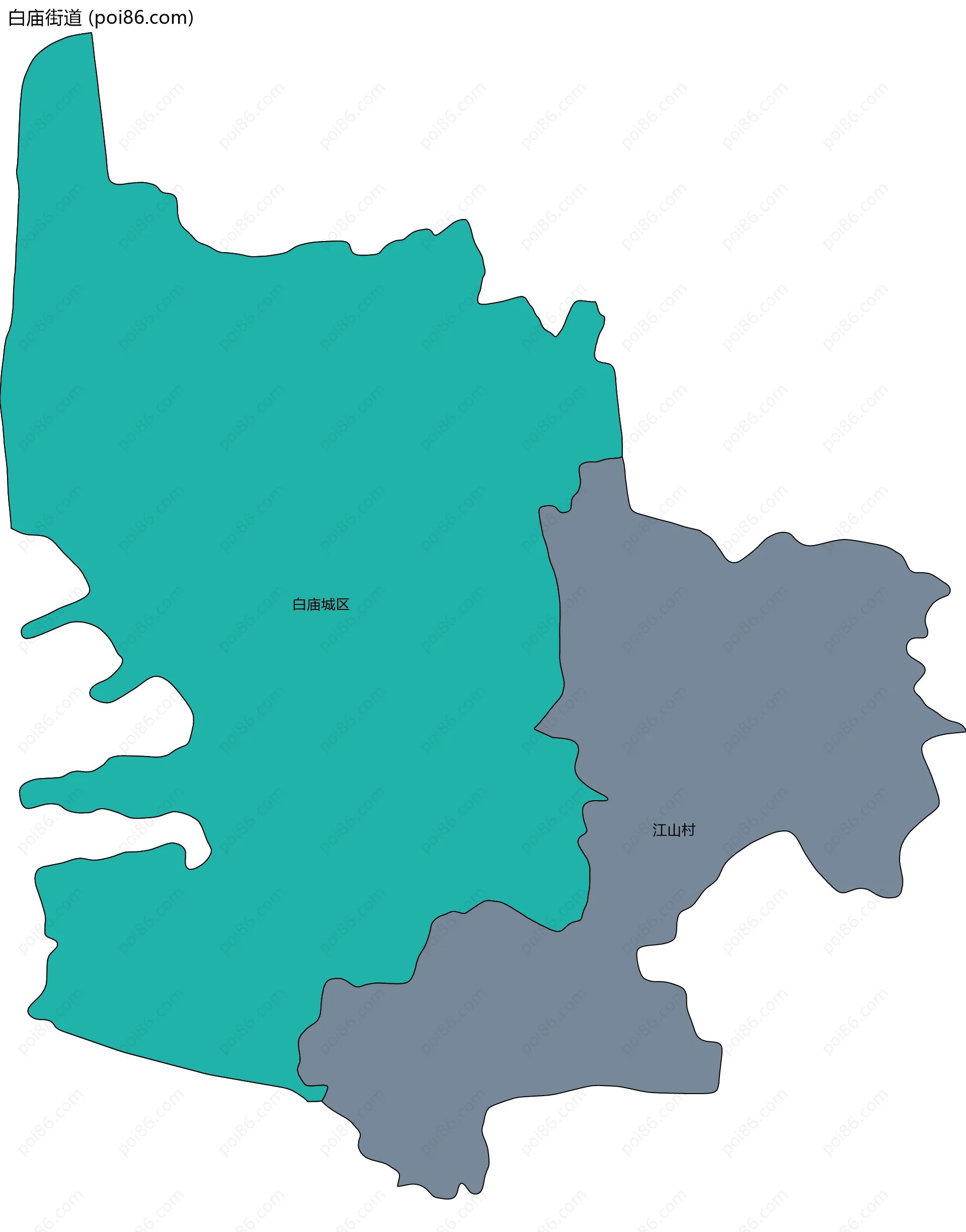 白庙街道边界地图(五级行政区划)