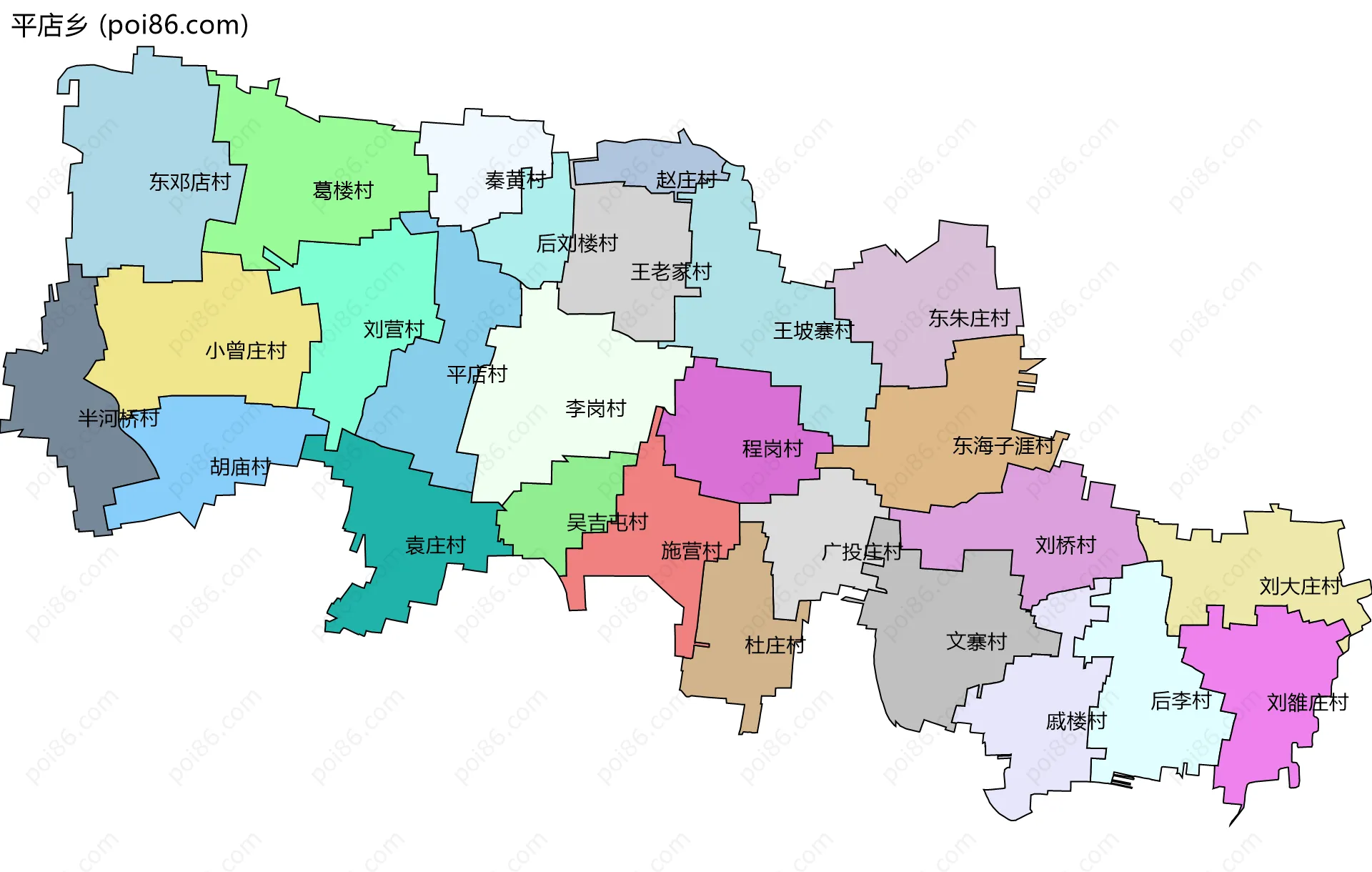 平店乡边界地图(五级行政区划)