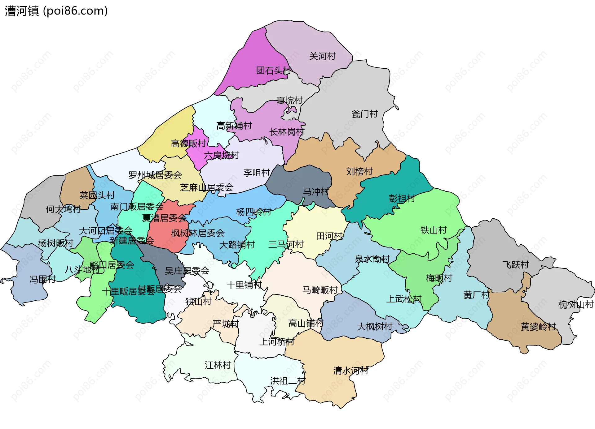 漕河镇边界地图(五级行政区划)