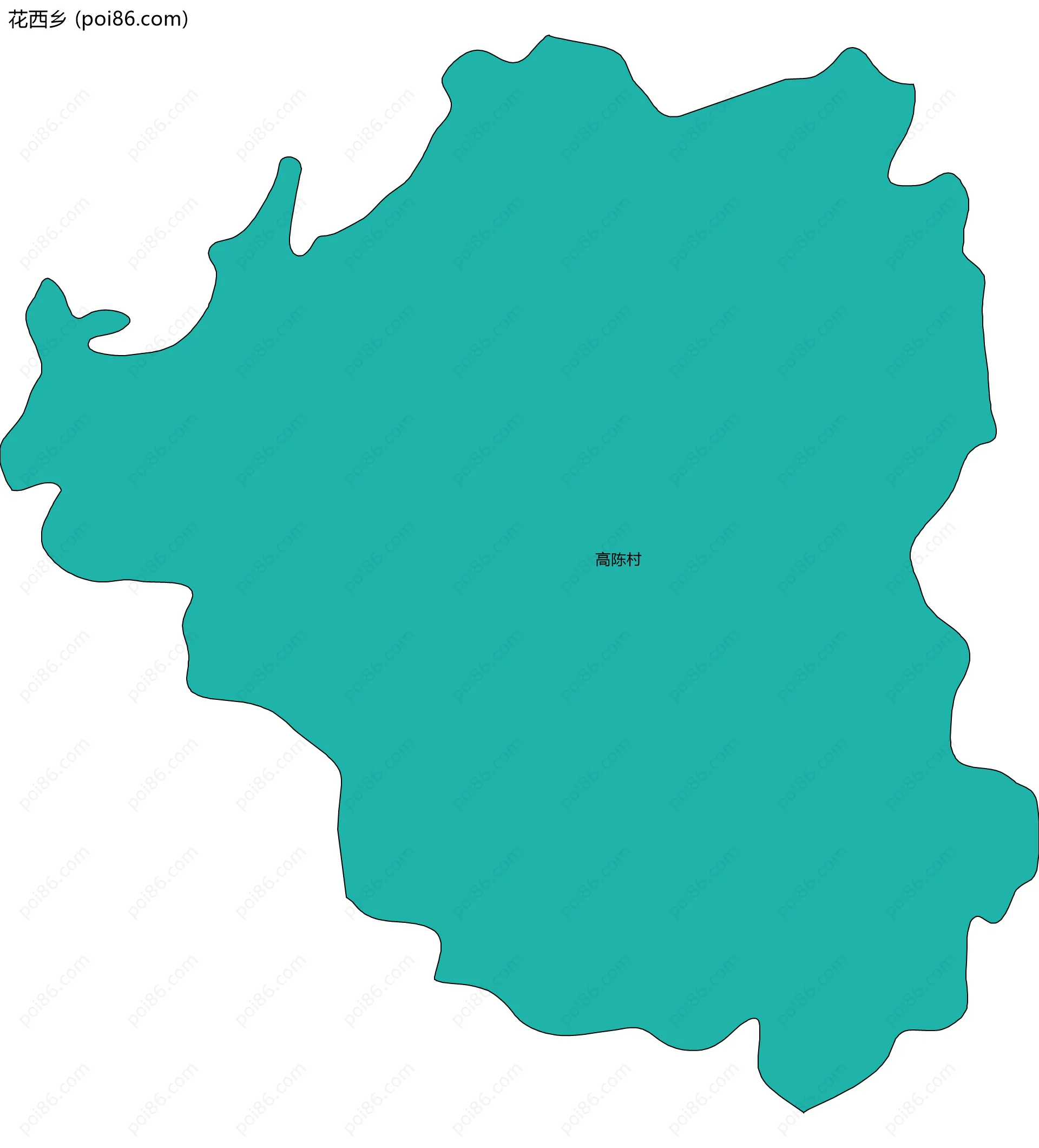 花西乡边界地图(五级行政区划)