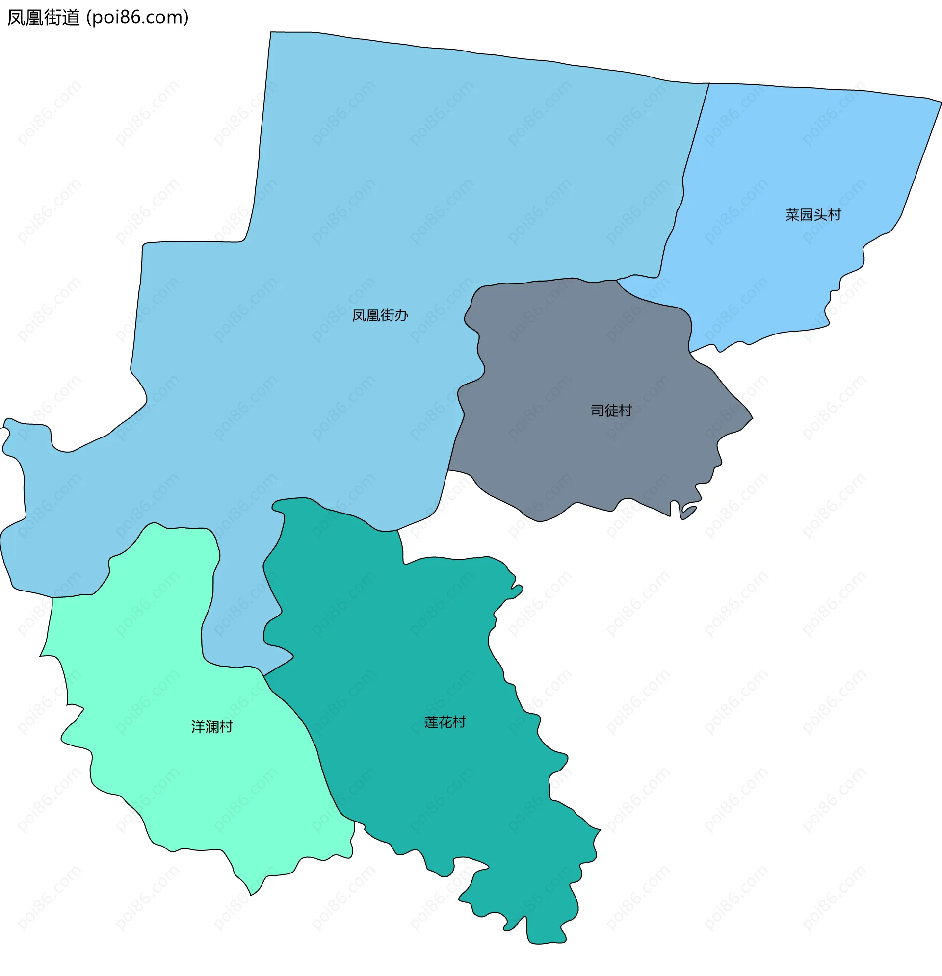 凤凰街道边界地图(五级行政区划)