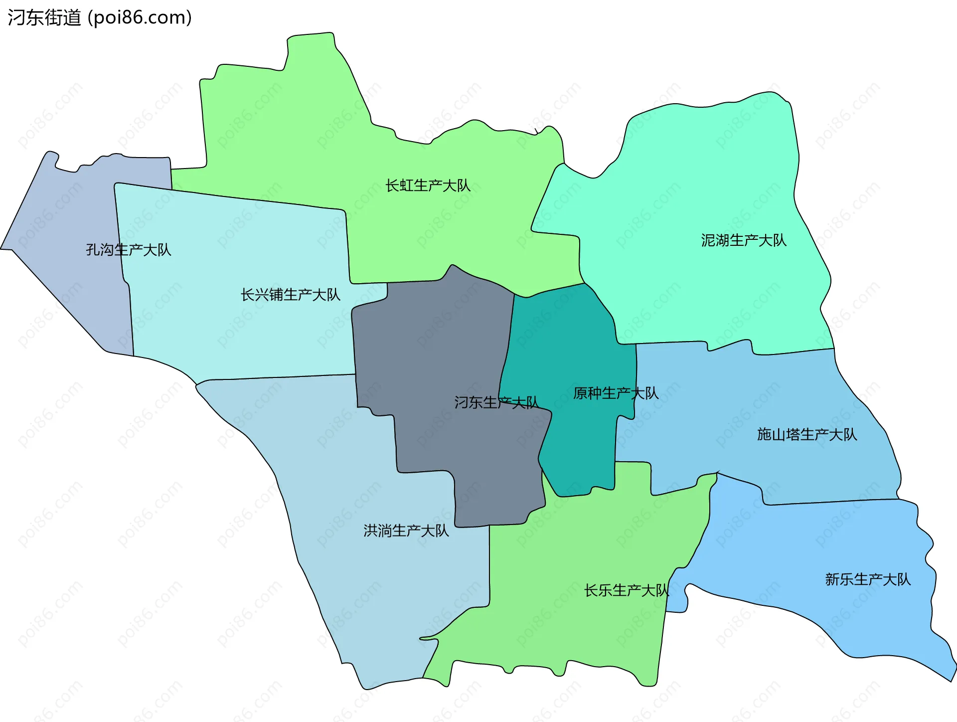 汈东街道边界地图(五级行政区划)