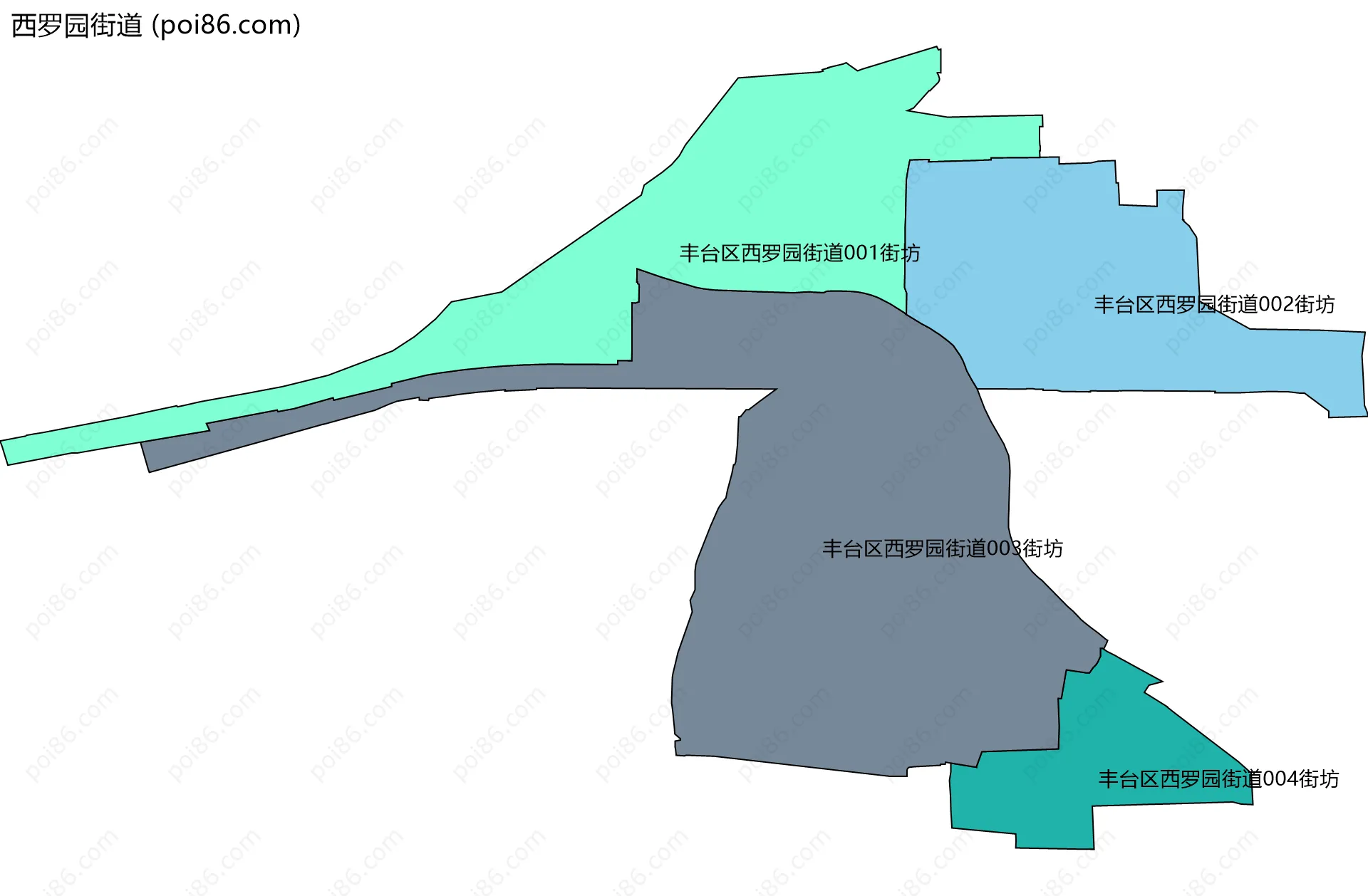 西罗园街道边界地图(五级行政区划)