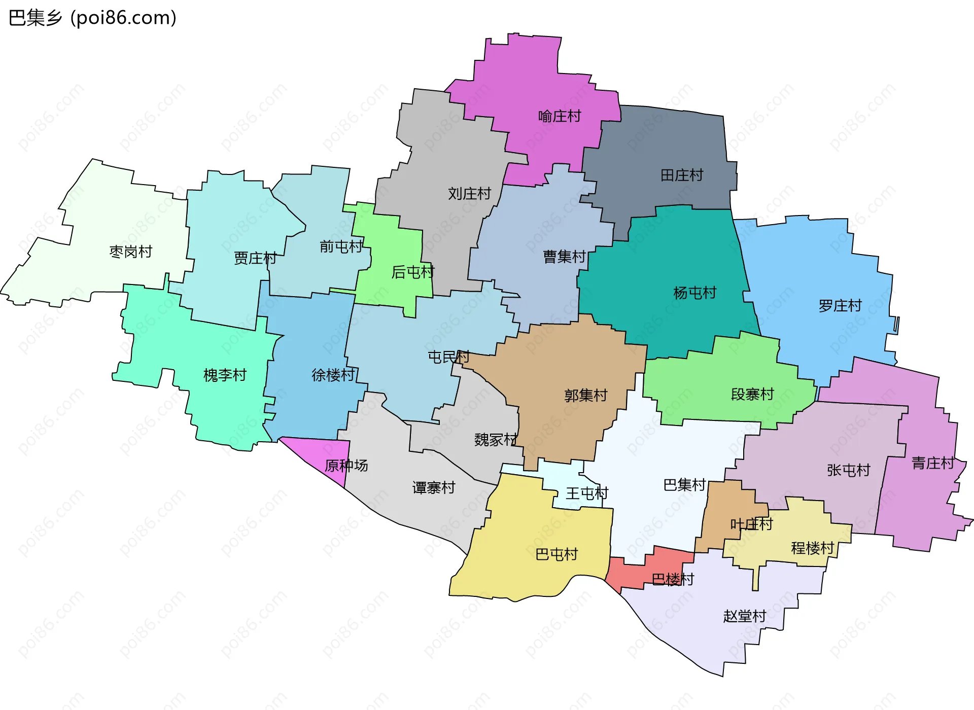 巴集乡边界地图(五级行政区划)