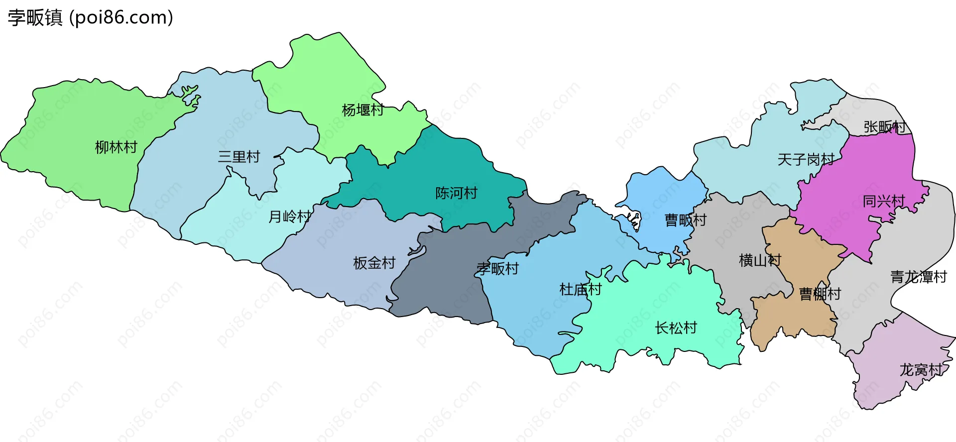 孛畈镇边界地图(五级行政区划)