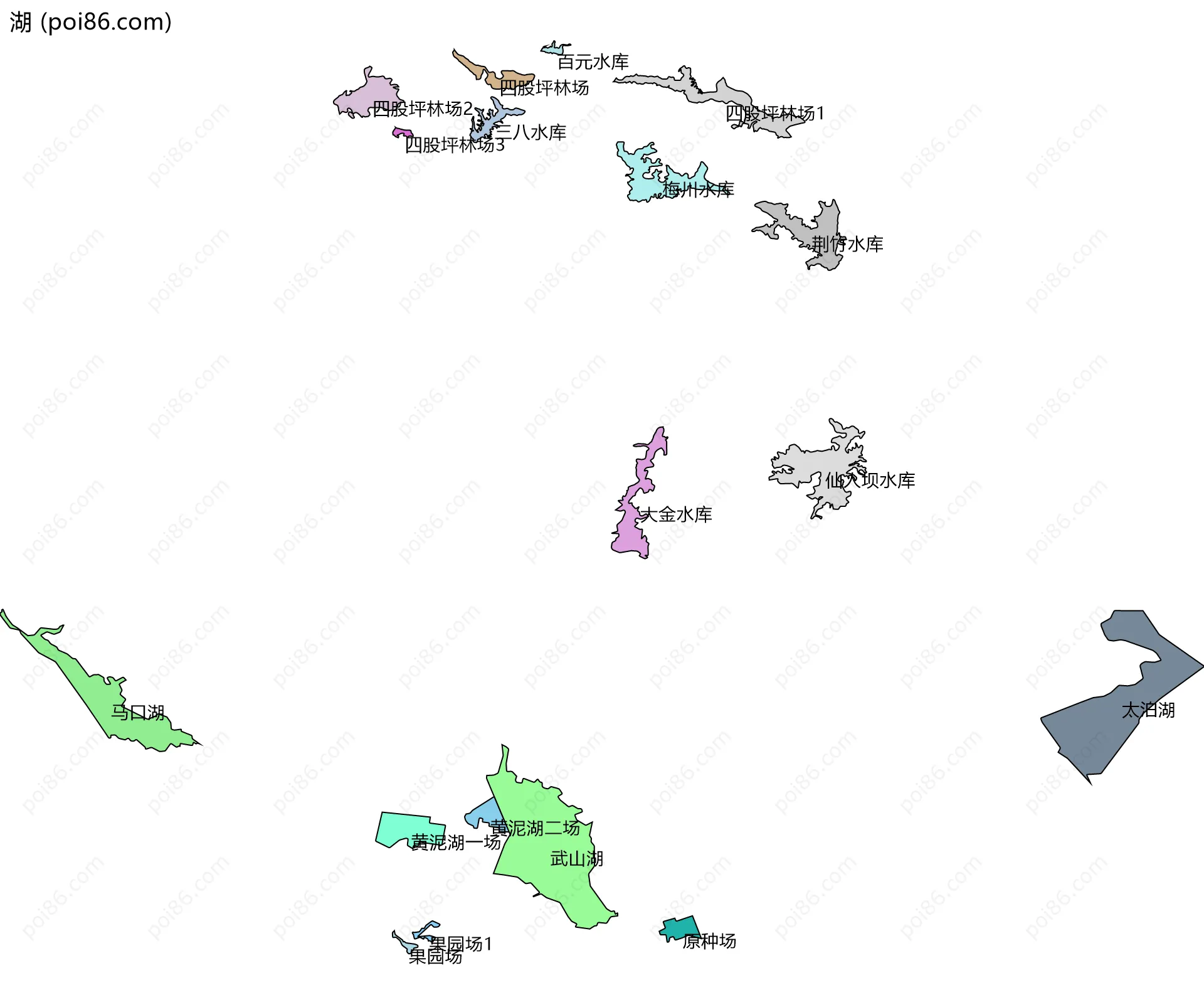 湖边界地图(五级行政区划)
