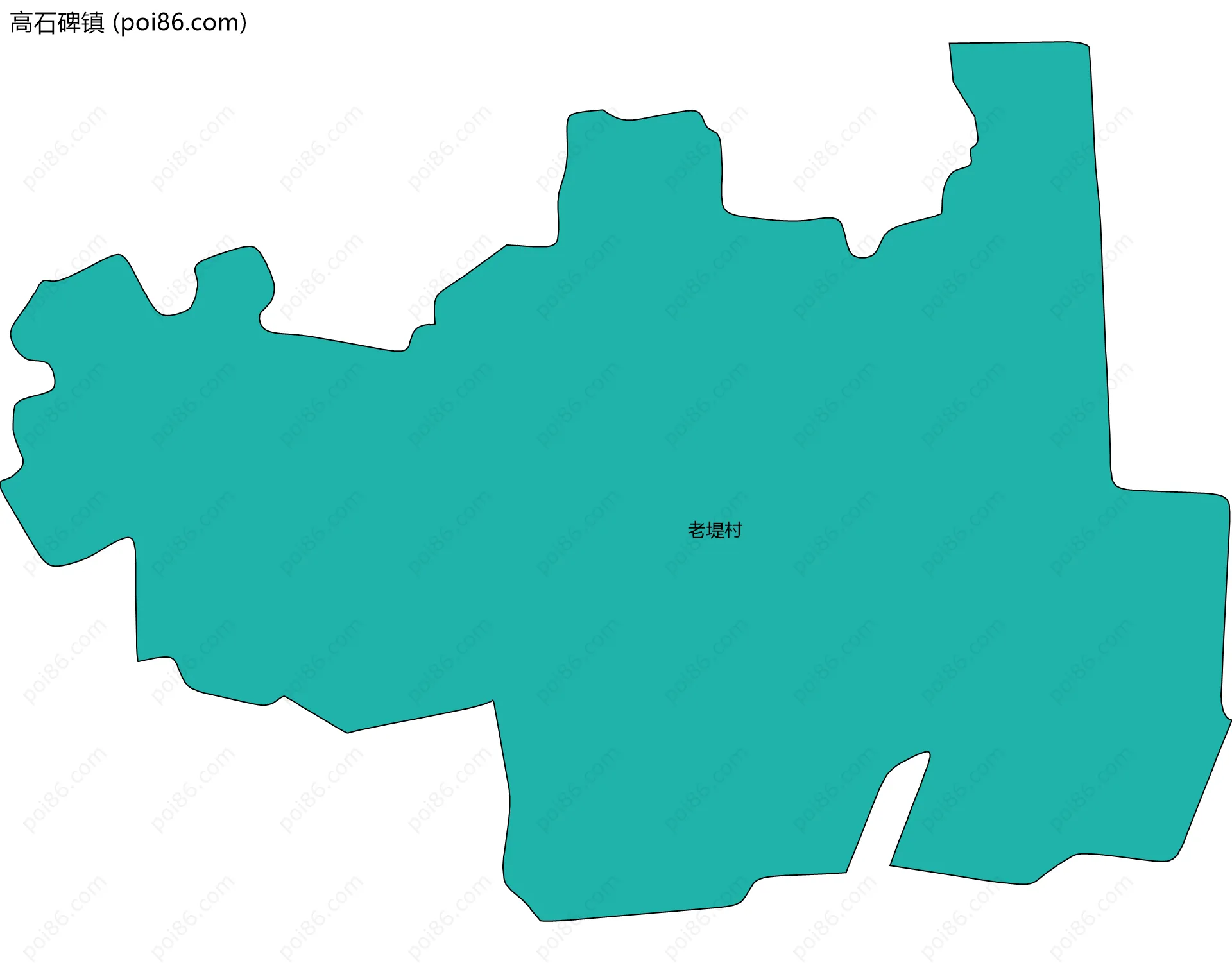 高石碑镇边界地图(五级行政区划)