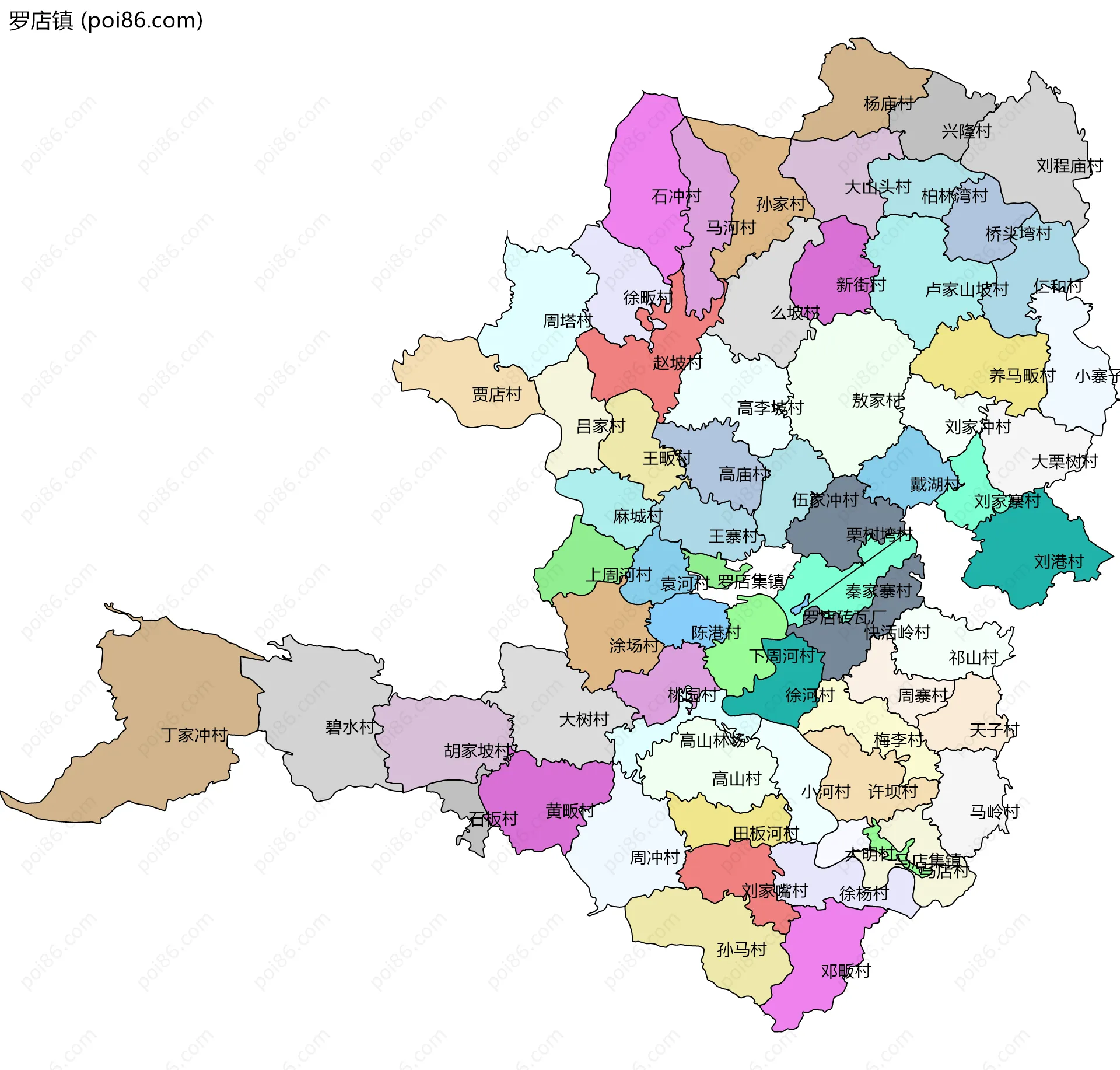 罗店镇边界地图(五级行政区划)