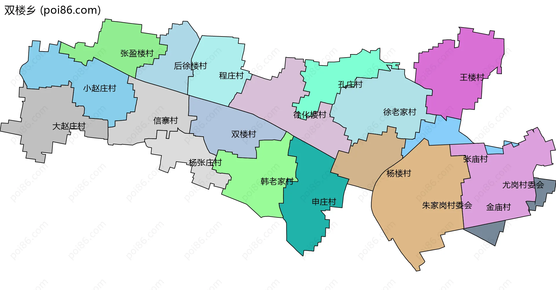双楼乡边界地图(五级行政区划)