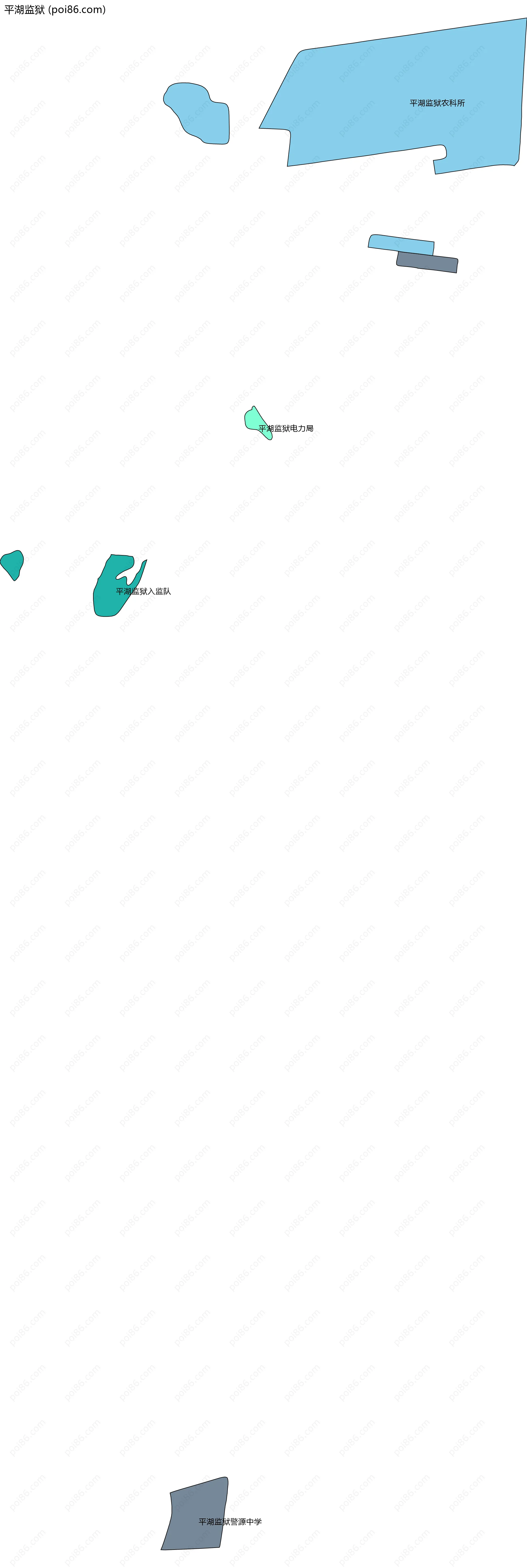 平湖监狱边界地图(五级行政区划)