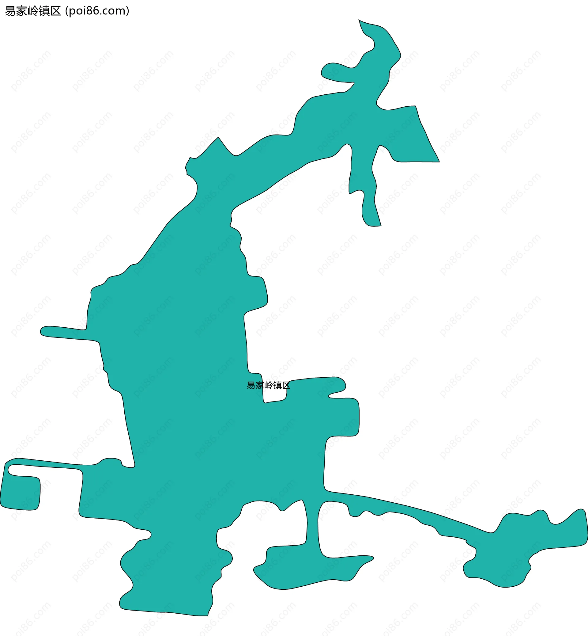 易家岭镇区边界地图
