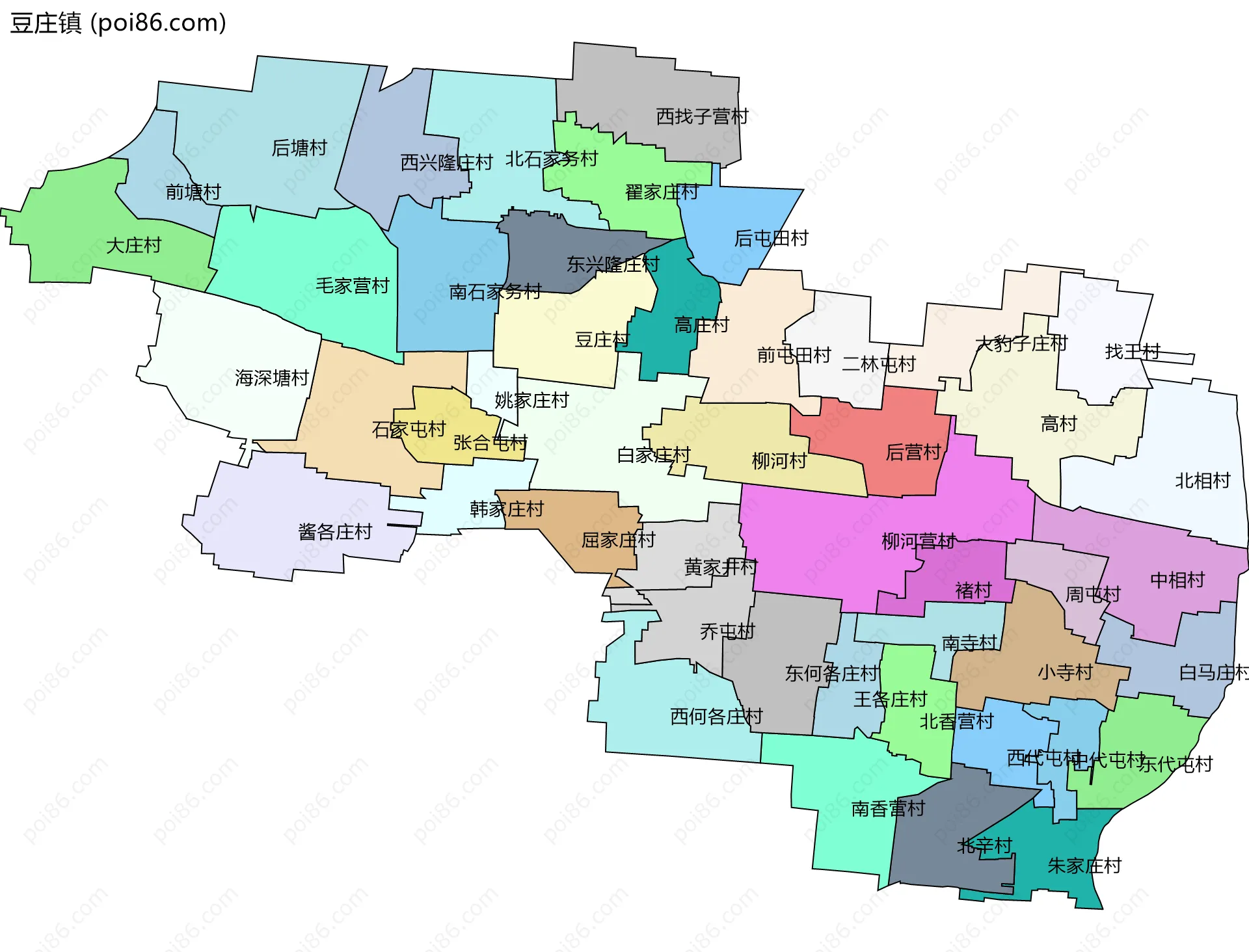 豆庄镇边界地图(五级行政区划)