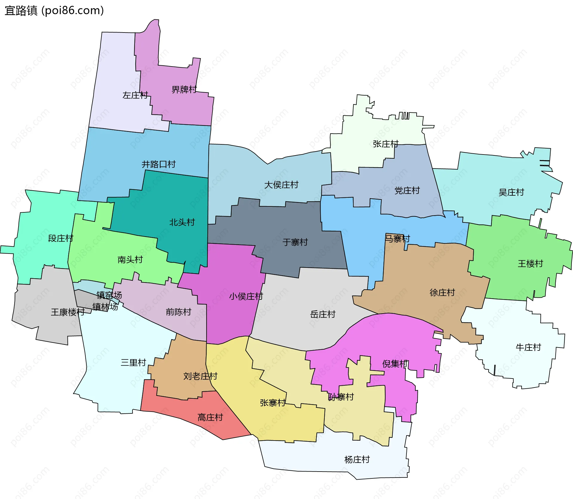 宜路镇边界地图(五级行政区划)