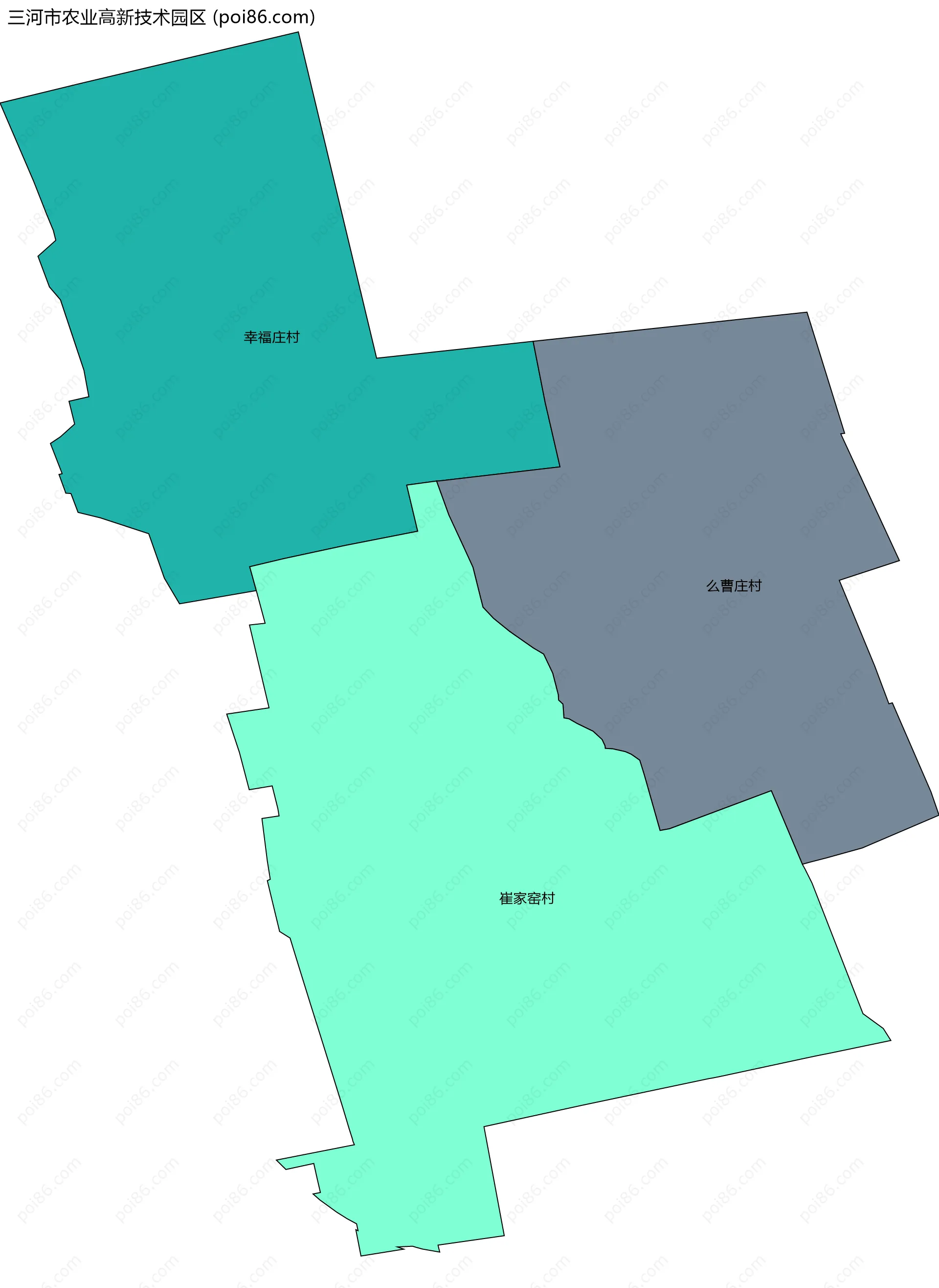 三河市农业高新技术园区边界地图(五级行政区划)
