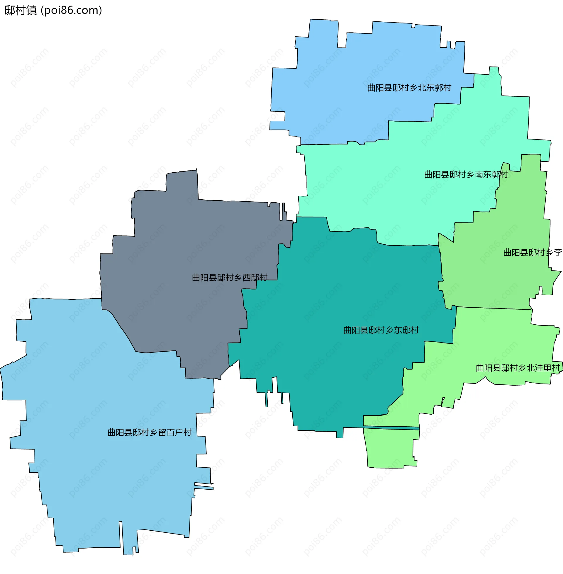 邸村镇边界地图(五级行政区划)