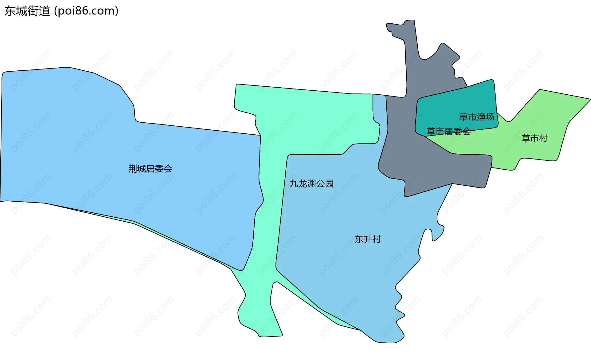 东城街道边界地图(五级行政区划)